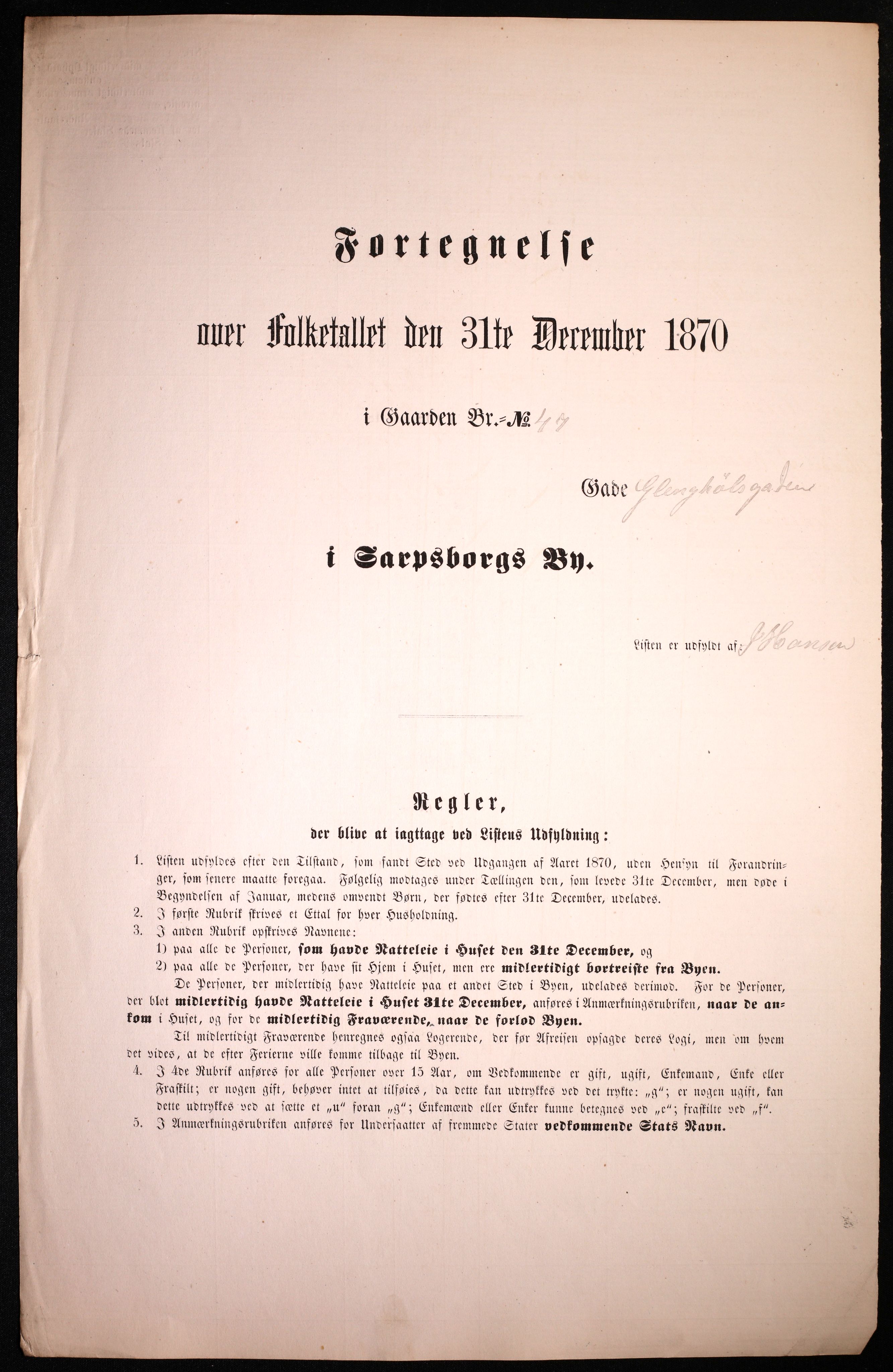 RA, 1870 census for 0102 Sarpsborg, 1870, p. 301