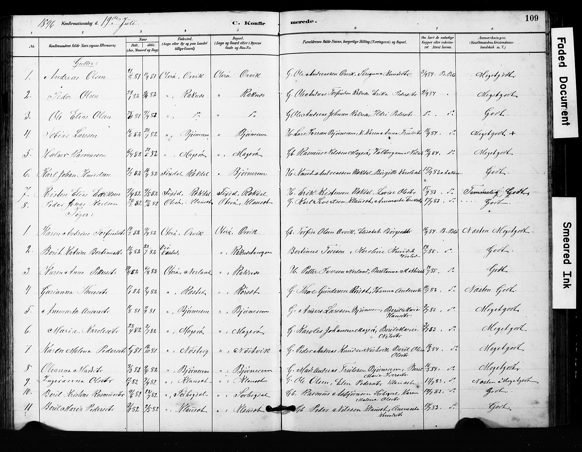 Ministerialprotokoller, klokkerbøker og fødselsregistre - Møre og Romsdal, SAT/A-1454/563/L0737: Parish register (copy) no. 563C01, 1878-1916, p. 109
