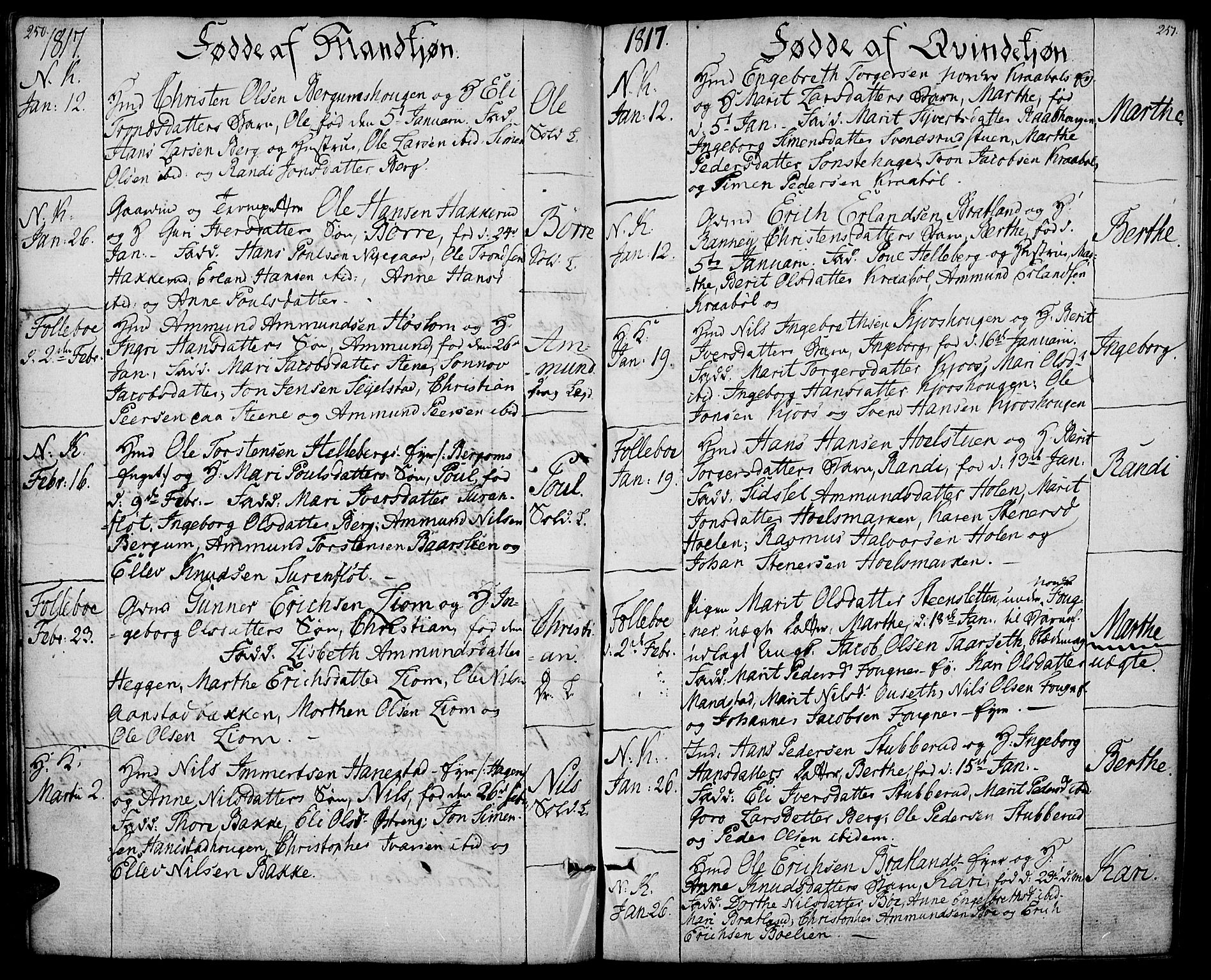 Gausdal prestekontor, SAH/PREST-090/H/Ha/Haa/L0004: Parish register (official) no. 4, 1809-1817, p. 250-251