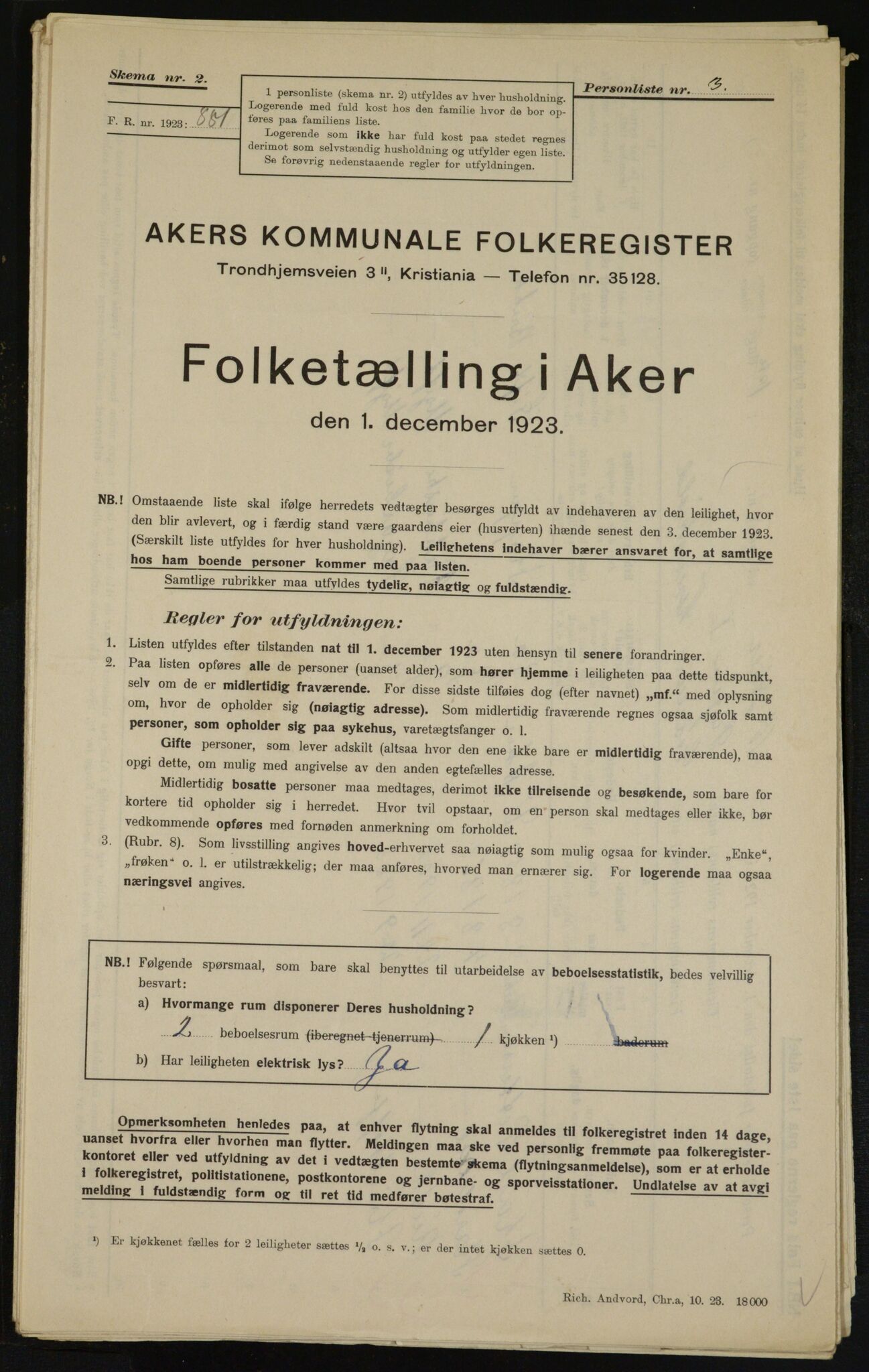 , Municipal Census 1923 for Aker, 1923, p. 13230