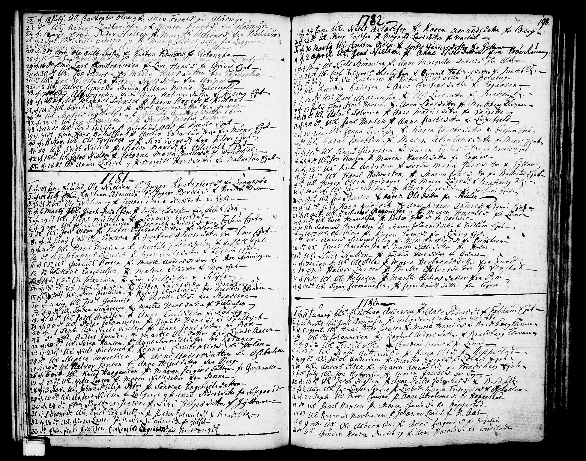 Gjerpen kirkebøker, SAKO/A-265/F/Fa/L0002: Parish register (official) no. I 2, 1747-1795, p. 198