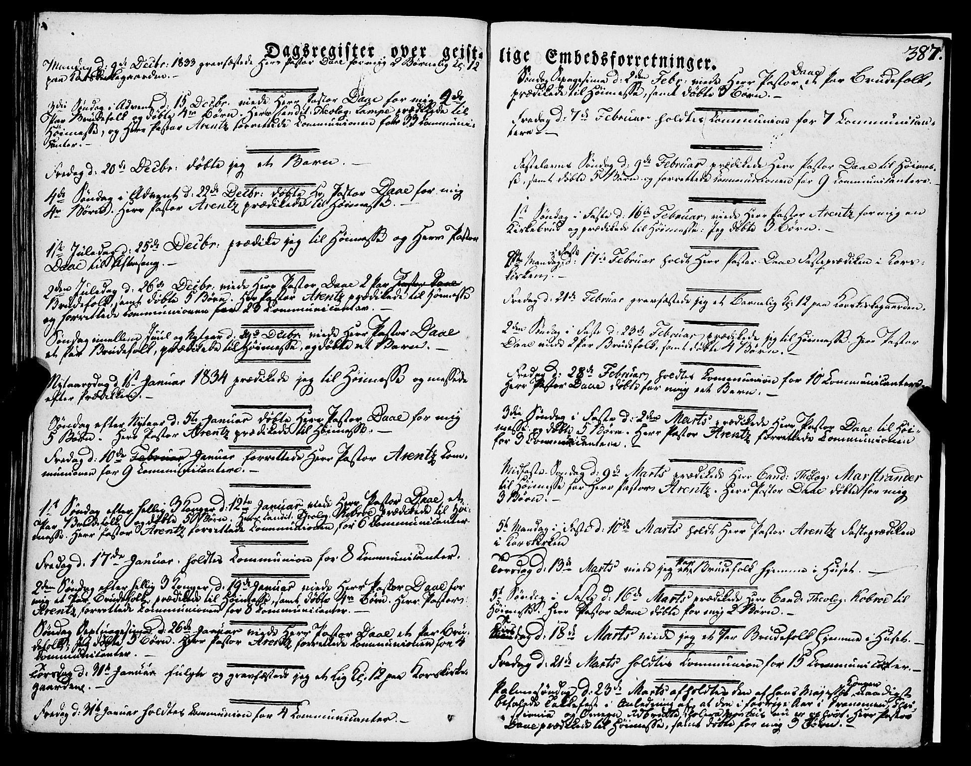 Korskirken sokneprestembete, AV/SAB-A-76101/H/Haa/L0050: Parish register (official) no. F 1, 1821-1869, p. 387