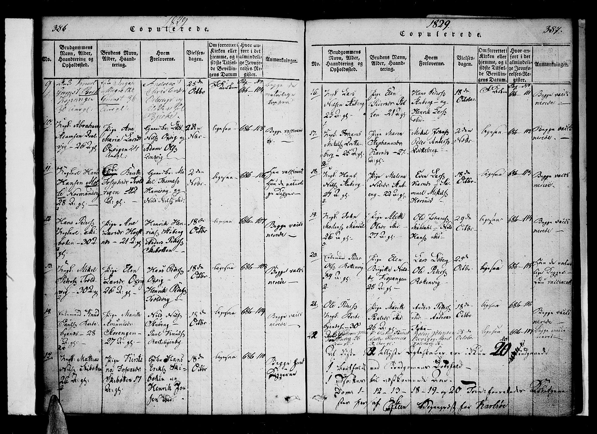 Lyngen sokneprestembete, SATØ/S-1289/H/He/Hea/L0003kirke: Parish register (official) no. 3, 1822-1838, p. 386-387