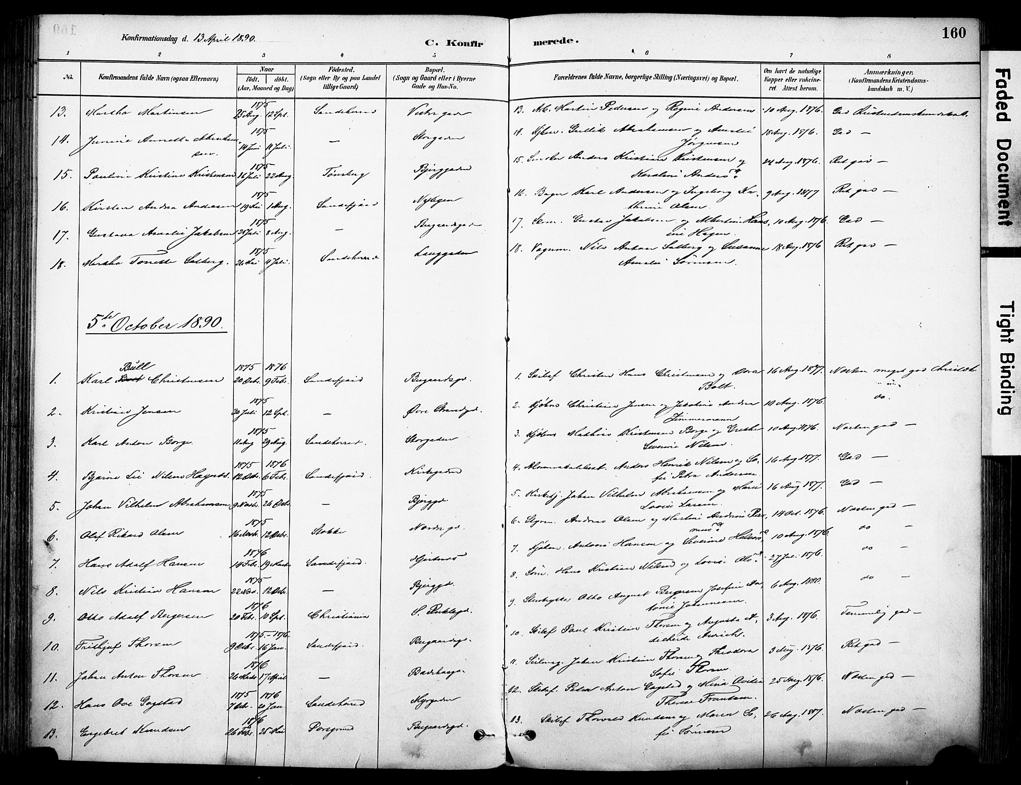 Sandefjord kirkebøker, AV/SAKO-A-315/F/Fa/L0002: Parish register (official) no. 2, 1880-1894, p. 160