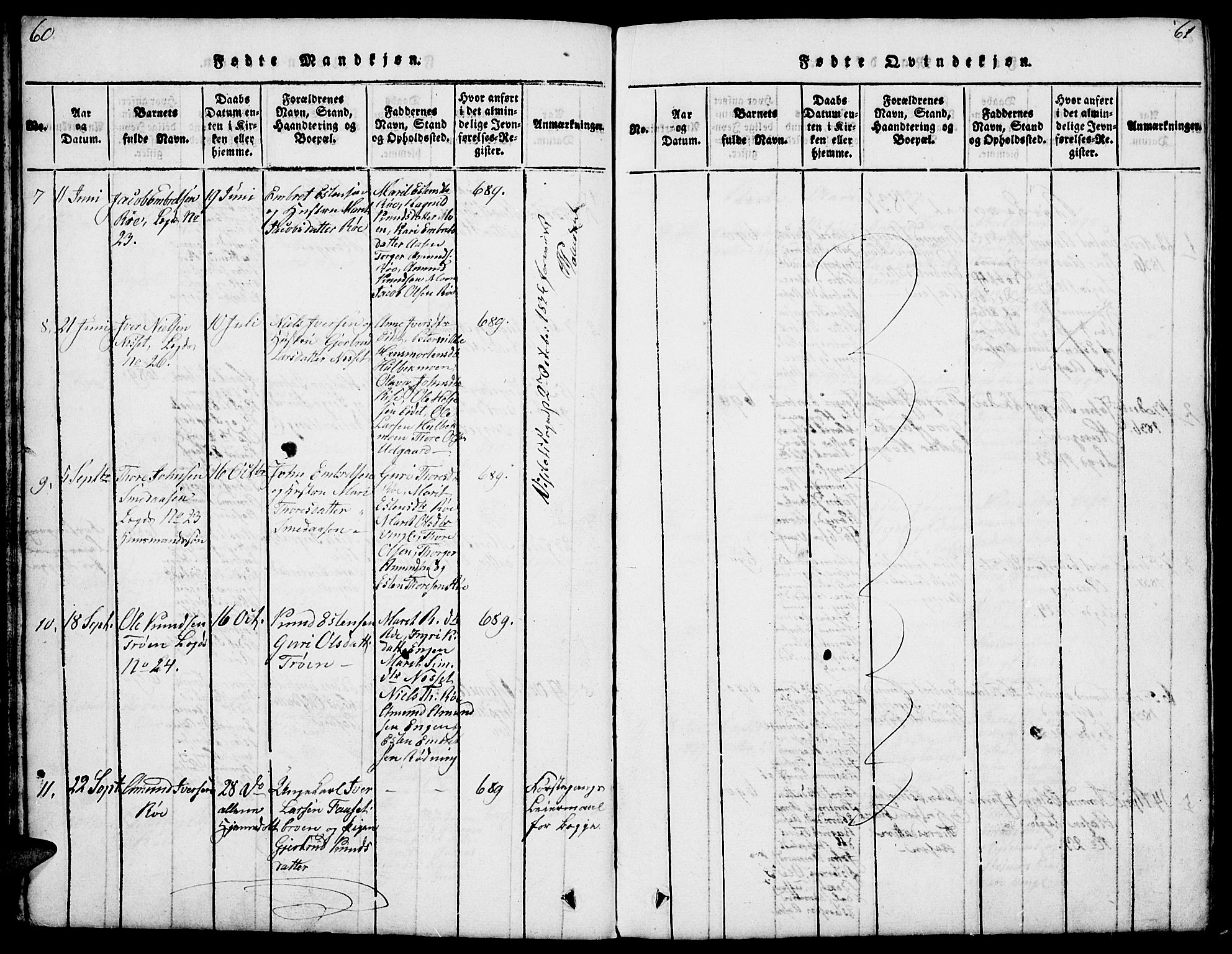 Tolga prestekontor, SAH/PREST-062/L/L0003: Parish register (copy) no. 3, 1815-1862, p. 60-61