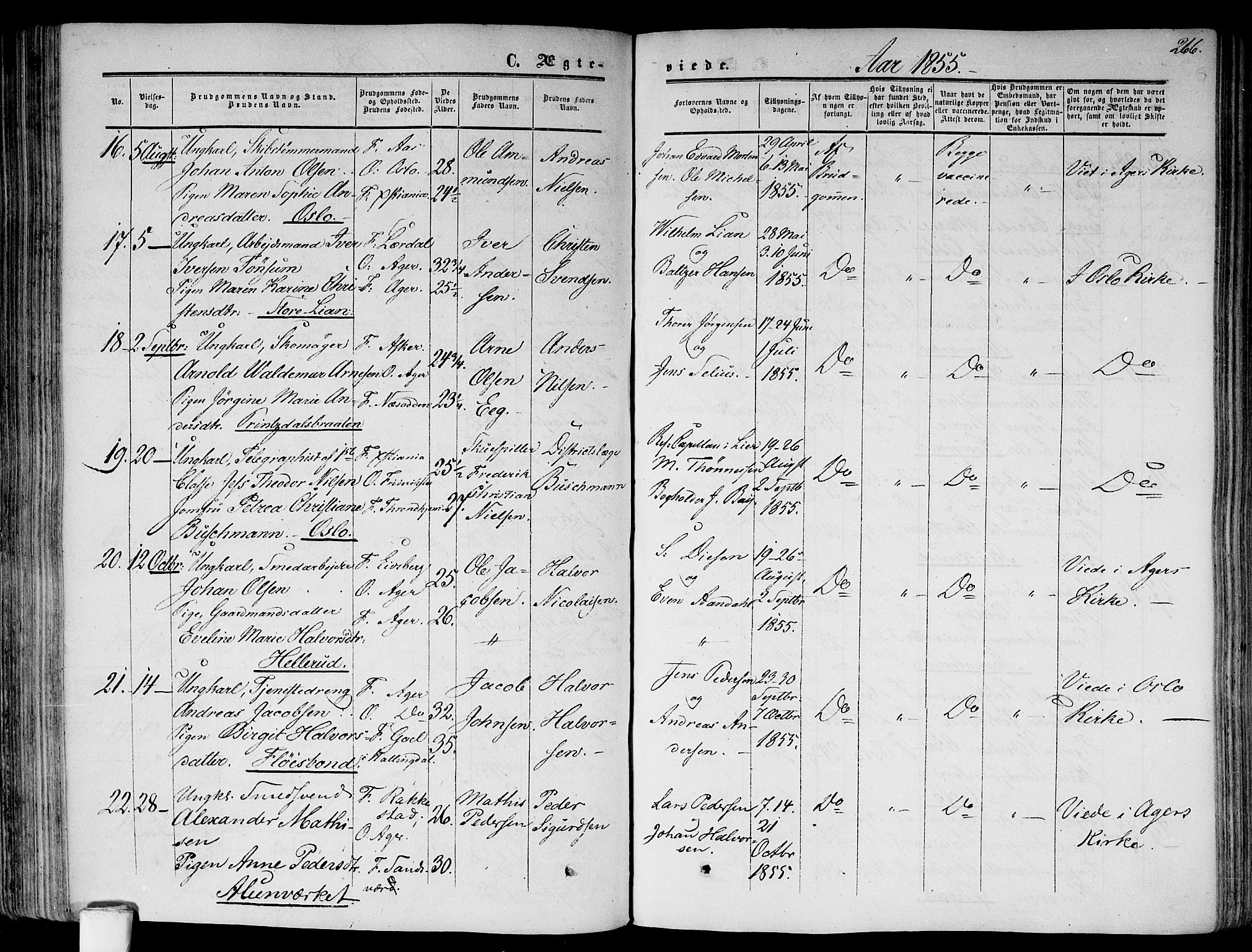 Gamlebyen prestekontor Kirkebøker, SAO/A-10884/F/Fa/L0004: Parish register (official) no. 4, 1850-1857, p. 266