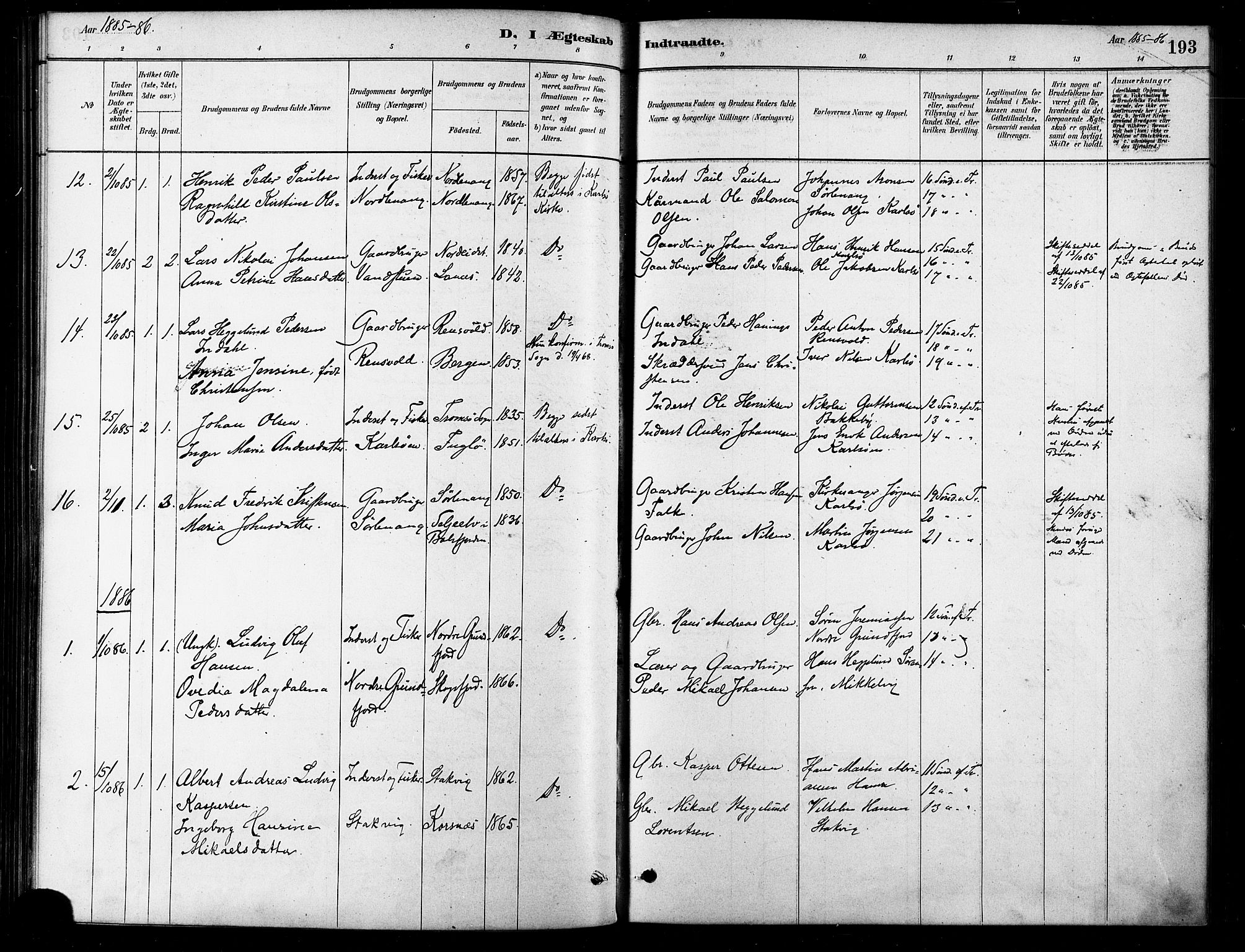 Karlsøy sokneprestembete, SATØ/S-1299/H/Ha/Haa/L0006kirke: Parish register (official) no. 6, 1879-1890, p. 193