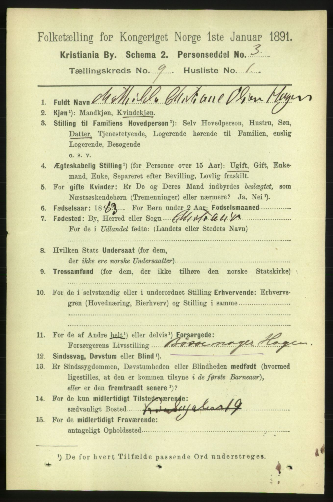 RA, 1891 census for 0301 Kristiania, 1891, p. 4012