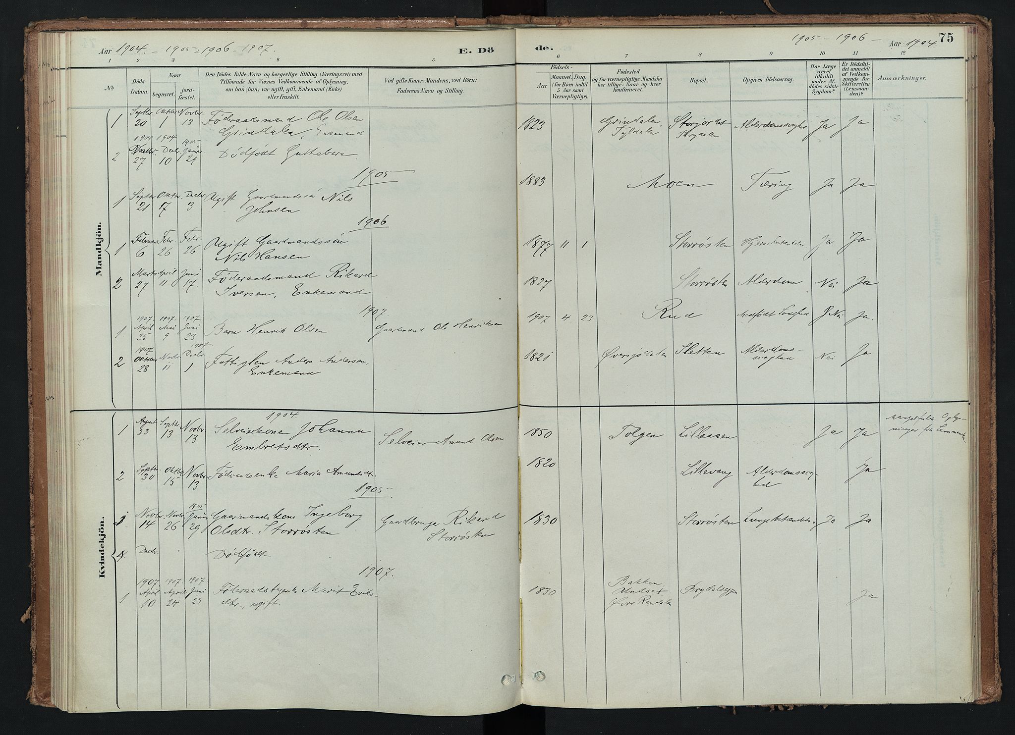 Tynset prestekontor, SAH/PREST-058/H/Ha/Haa/L0024: Parish register (official) no. 24, 1885-1916, p. 75