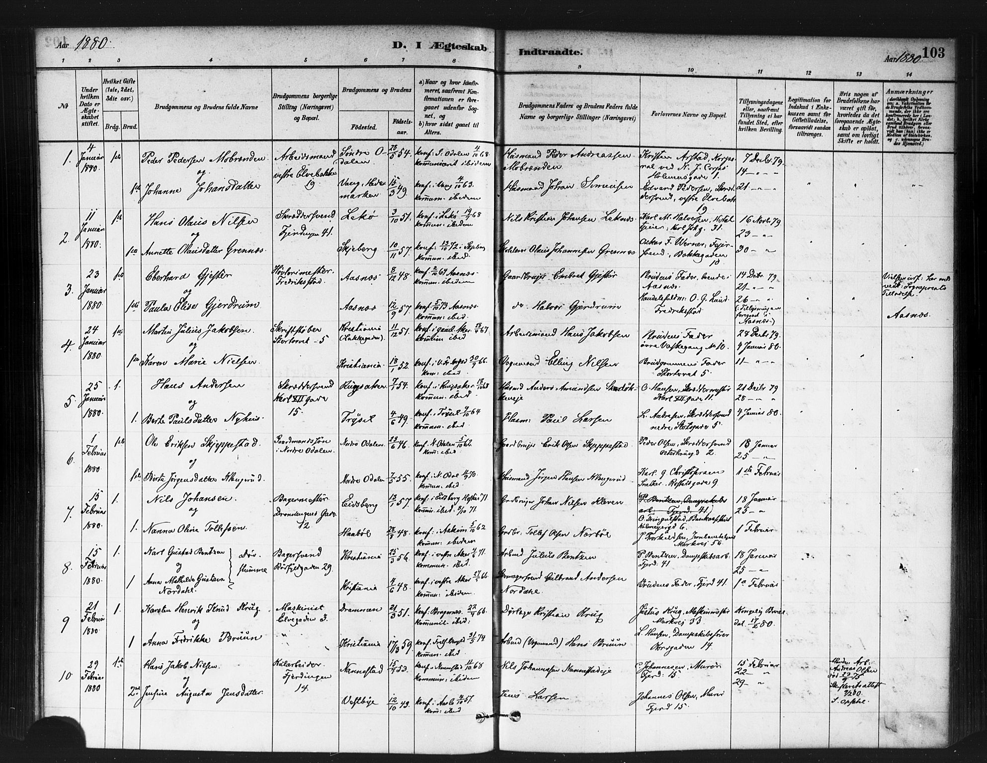 Jakob prestekontor Kirkebøker, SAO/A-10850/F/Fa/L0004: Parish register (official) no. 4, 1880-1894, p. 103