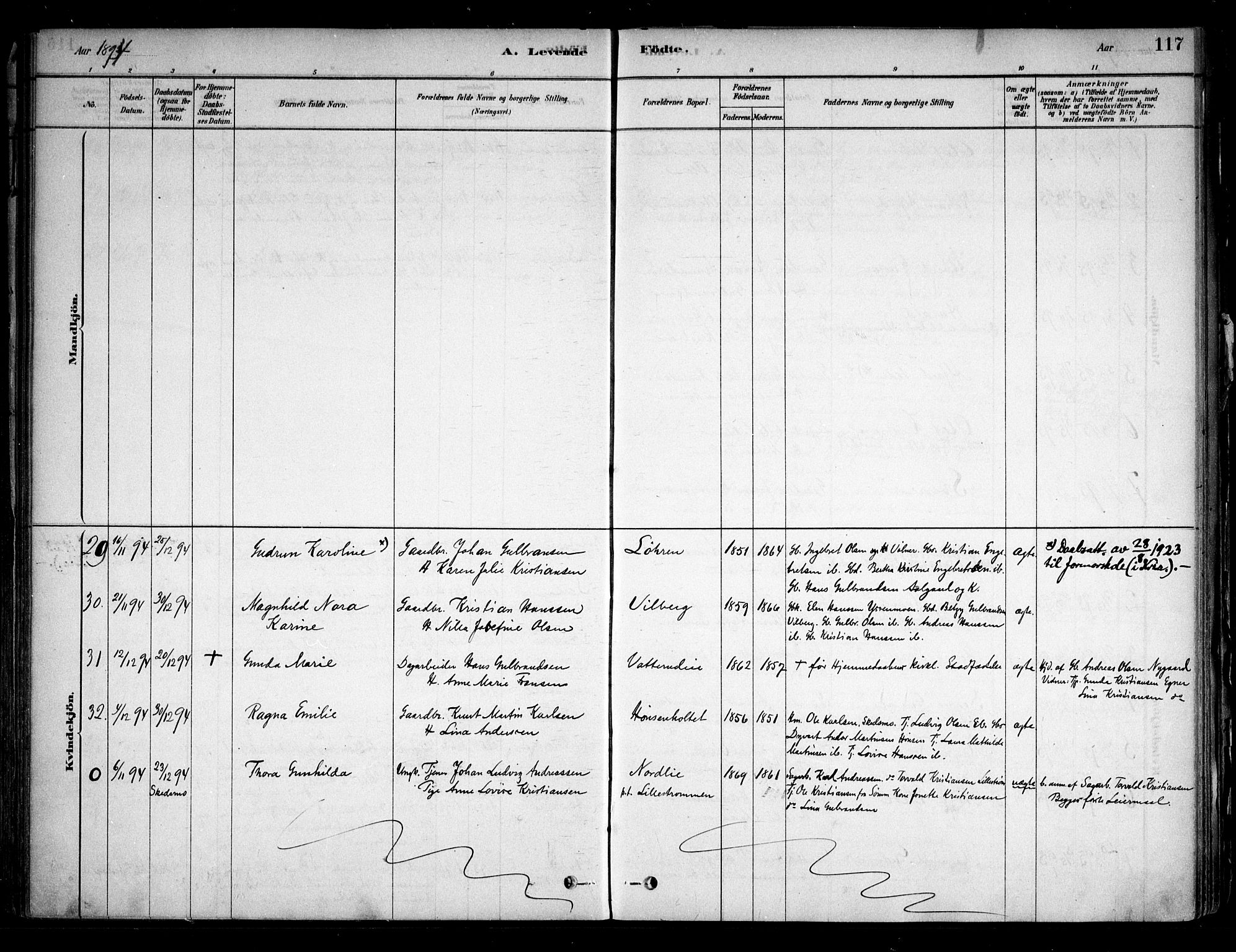 Sørum prestekontor Kirkebøker, AV/SAO-A-10303/F/Fa/L0007: Parish register (official) no. I 7, 1878-1914, p. 117