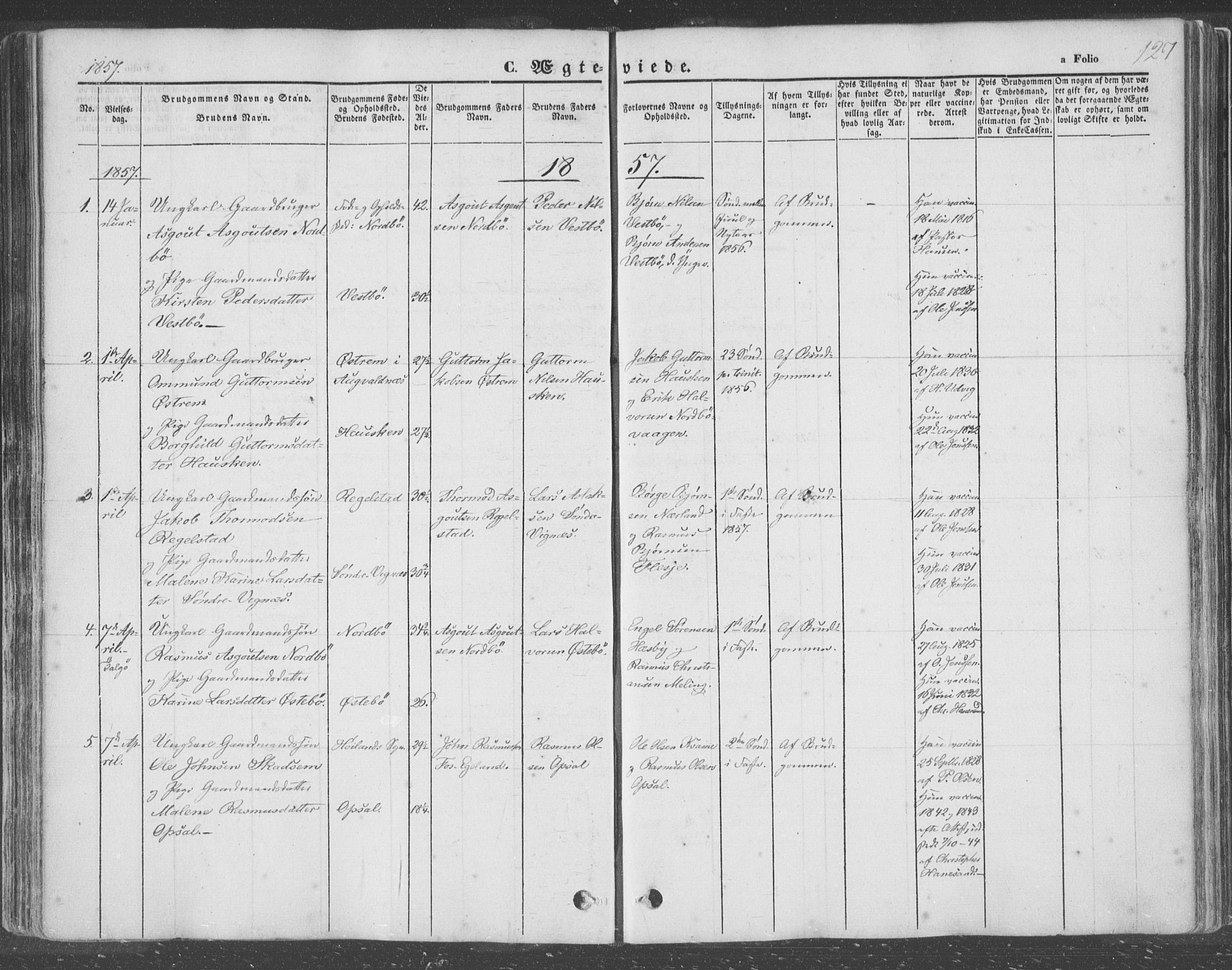 Finnøy sokneprestkontor, AV/SAST-A-101825/H/Ha/Haa/L0007: Parish register (official) no. A 7, 1847-1862, p. 127