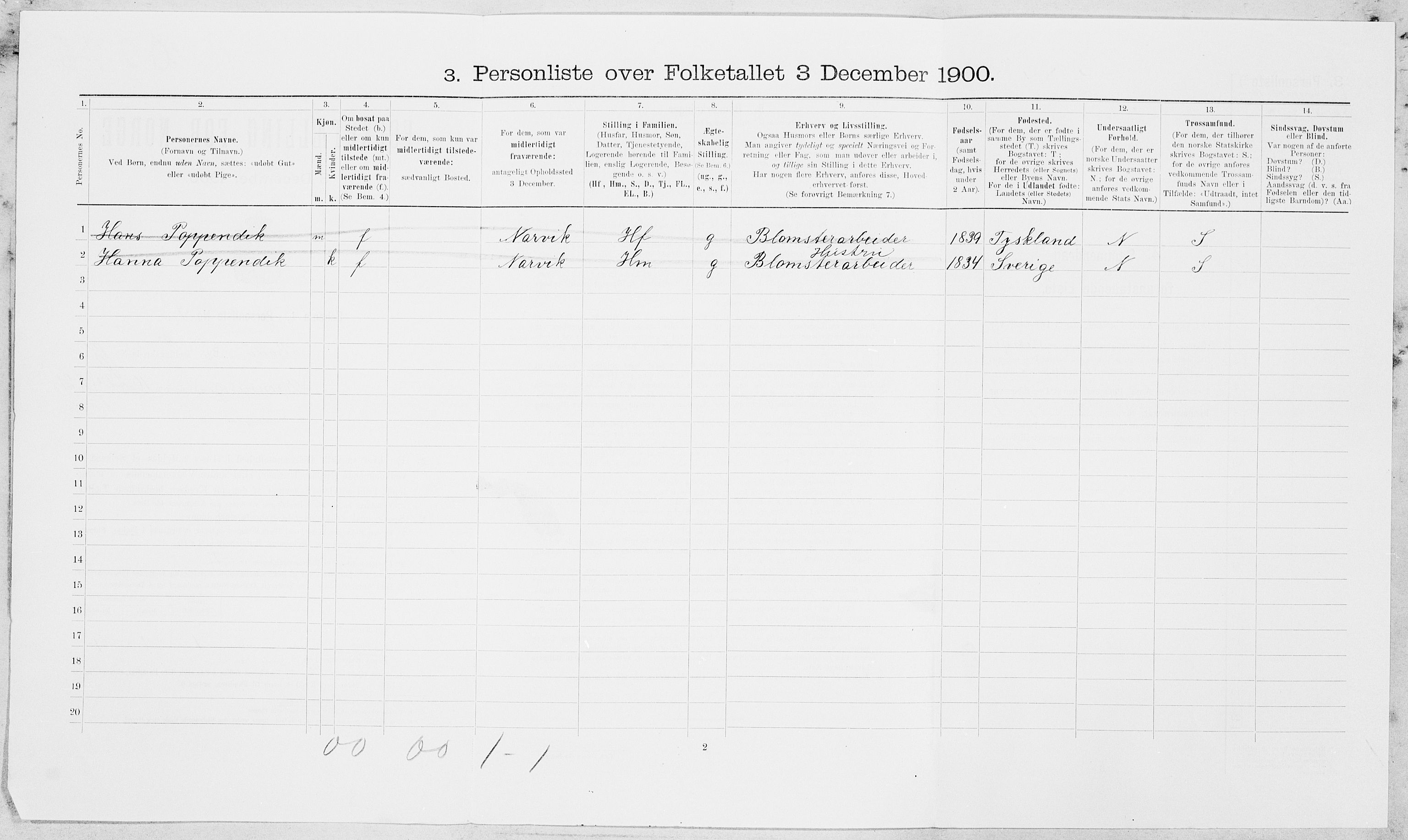 SAT, 1900 census for Bodø, 1900, p. 1756