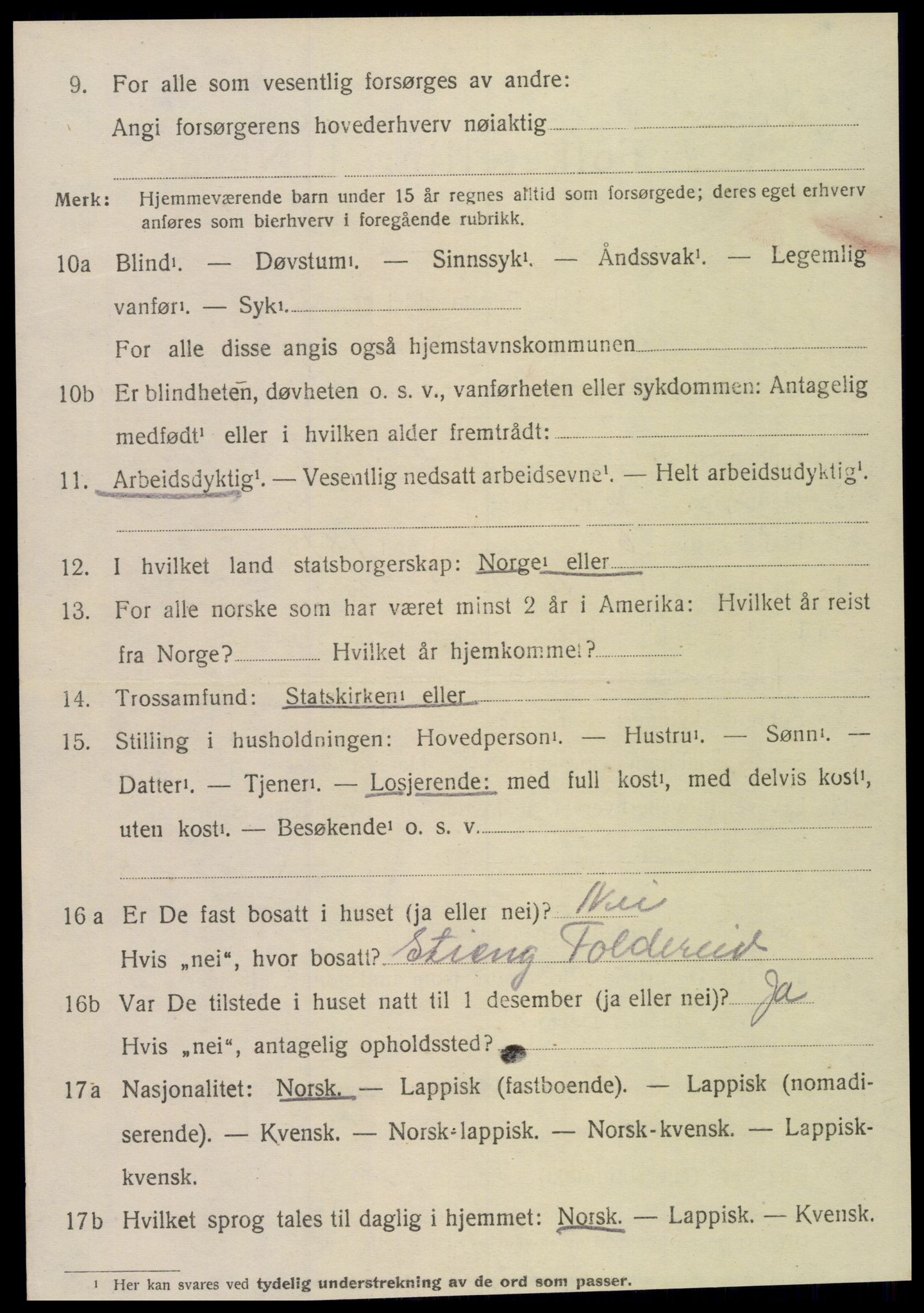 SAT, 1920 census for Kolvereid, 1920, p. 4738