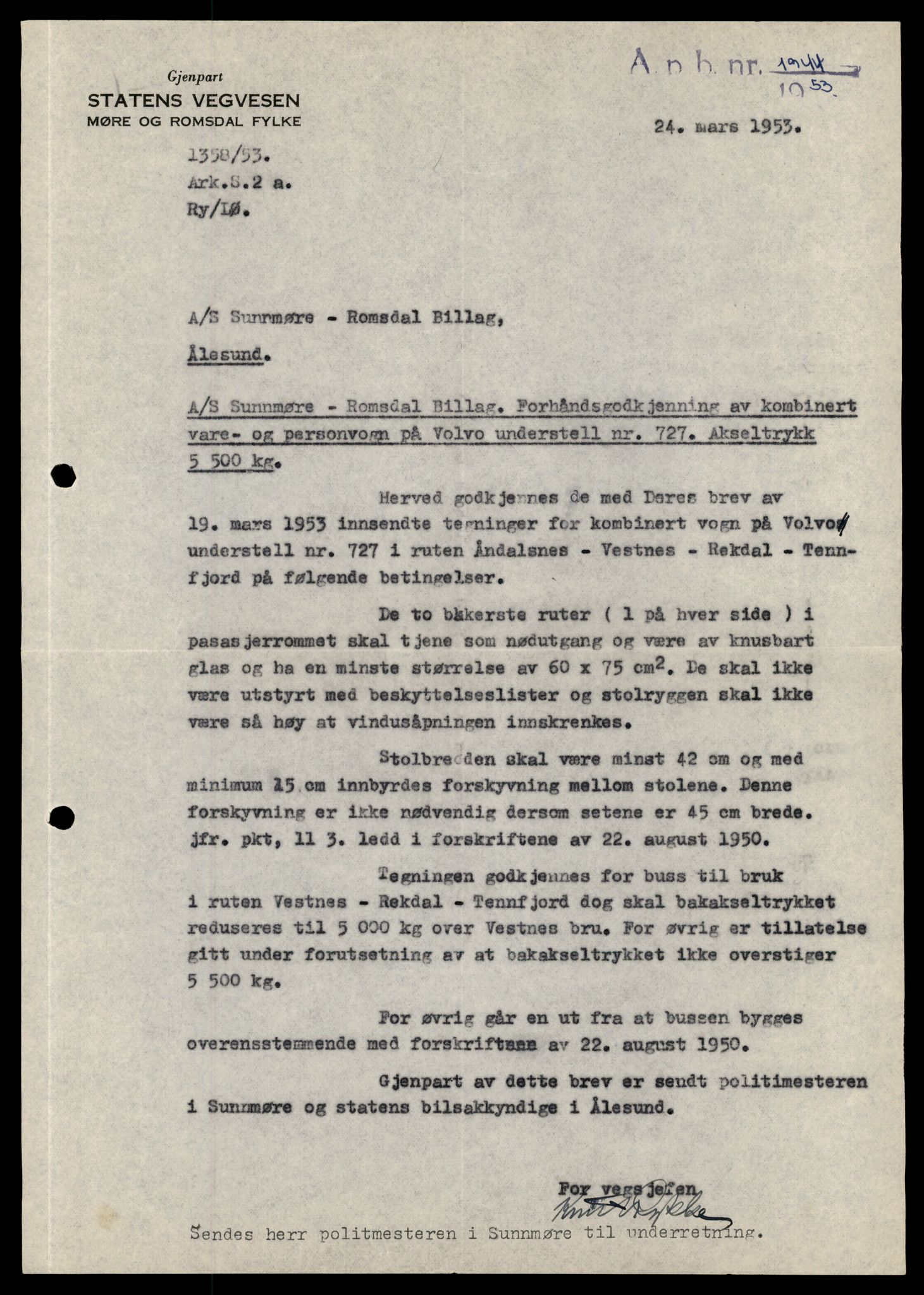 Møre og Romsdal vegkontor - Ålesund trafikkstasjon, AV/SAT-A-4099/F/Fe/L0010: Registreringskort for kjøretøy T 1050 - T 1169, 1927-1998, p. 56