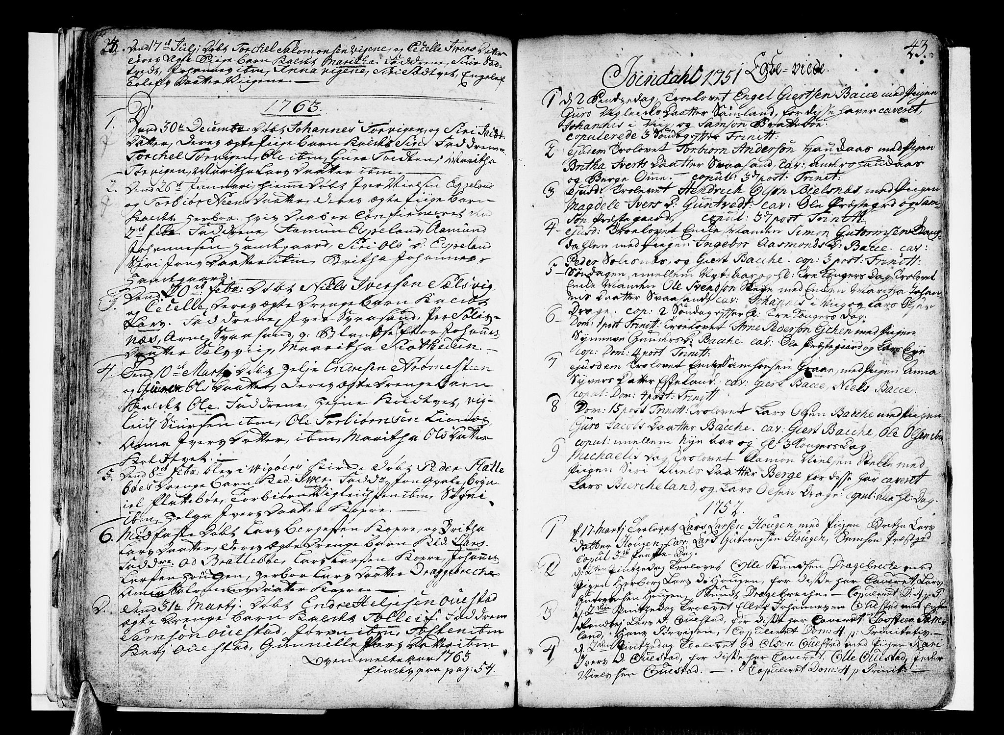 Strandebarm sokneprestembete, SAB/A-78401/H/Haa: Parish register (official) no. A 3 /2, 1751-1787, p. 43