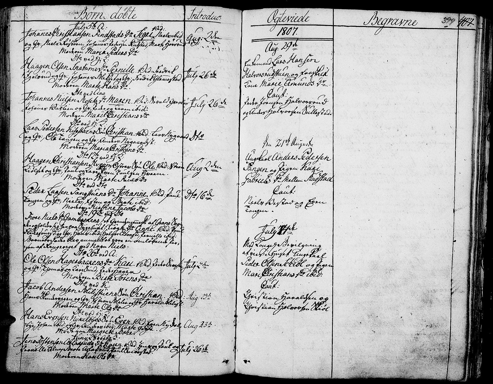 Toten prestekontor, SAH/PREST-102/H/Ha/Haa/L0007: Parish register (official) no. 7, 1794-1809, p. 399