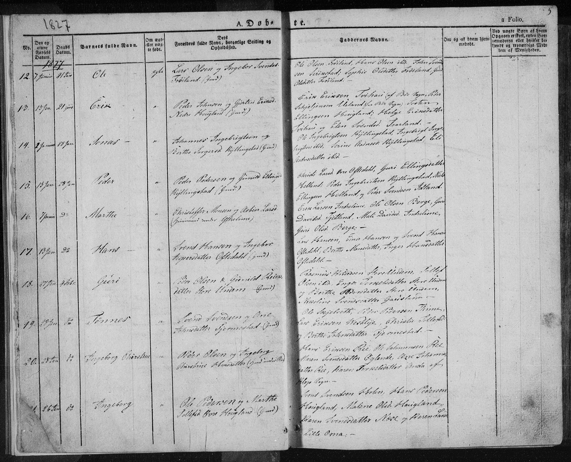 Lye sokneprestkontor, AV/SAST-A-101794/001/30BA/L0004: Parish register (official) no. A 4, 1826-1841, p. 5