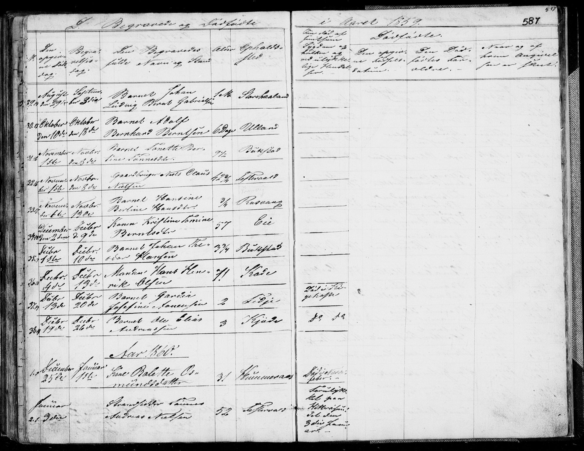 Flekkefjord sokneprestkontor, SAK/1111-0012/F/Fb/Fbb/L0002: Parish register (copy) no. B 2b, 1831-1866, p. 587