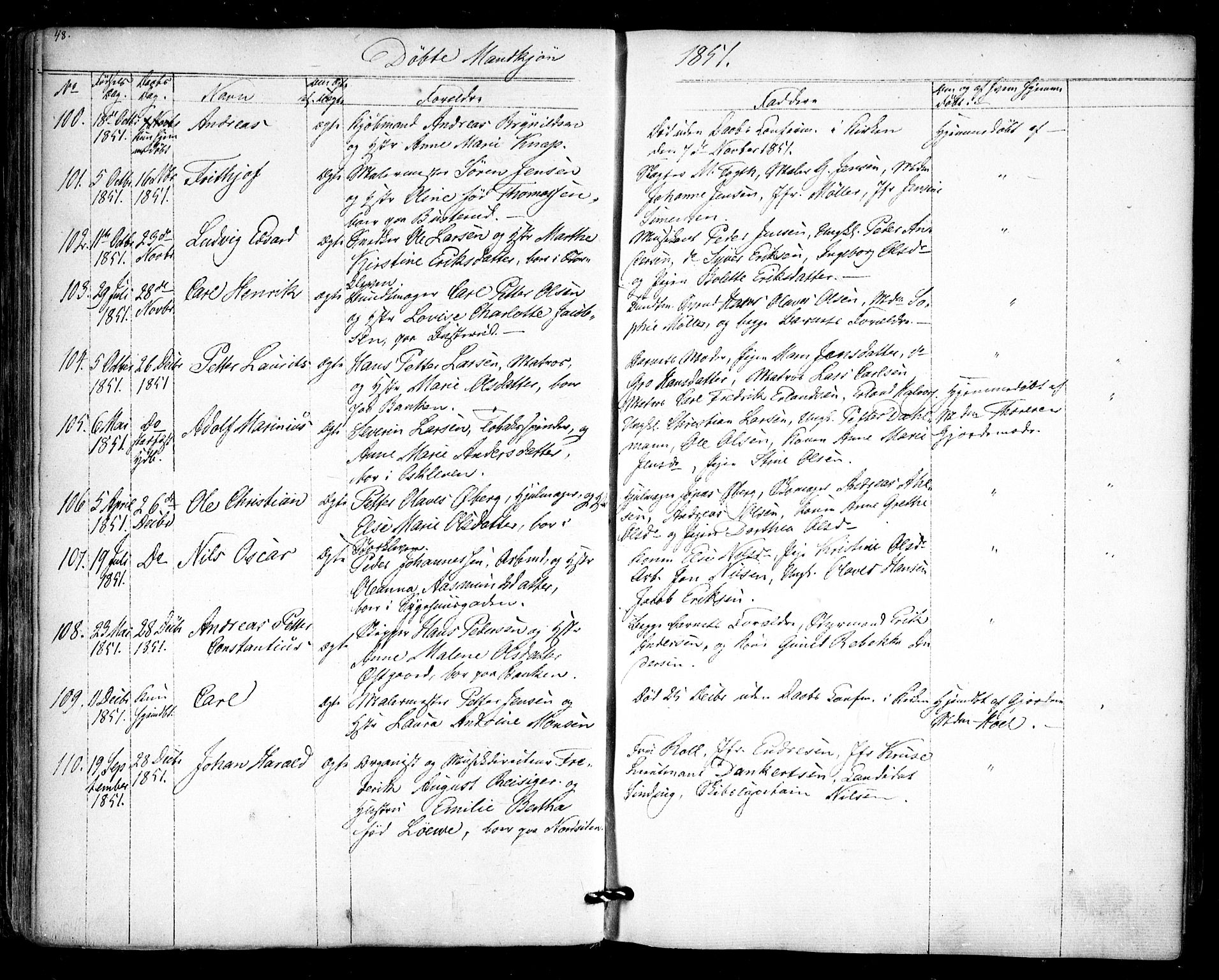 Halden prestekontor Kirkebøker, AV/SAO-A-10909/F/Fa/L0006: Parish register (official) no. I 6, 1845-1856, p. 48