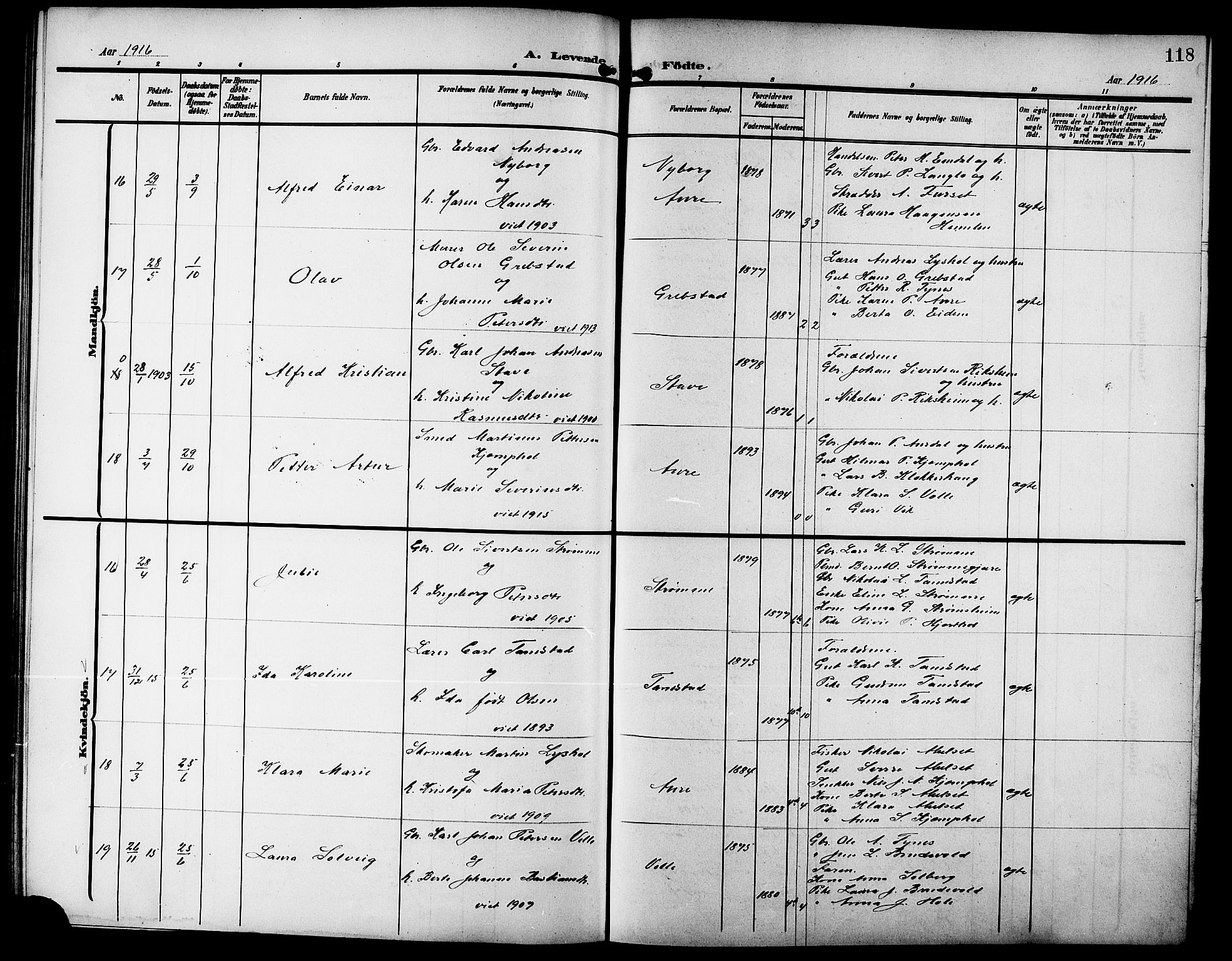 Ministerialprotokoller, klokkerbøker og fødselsregistre - Møre og Romsdal, AV/SAT-A-1454/523/L0341: Parish register (copy) no. 523C04, 1903-1916, p. 118