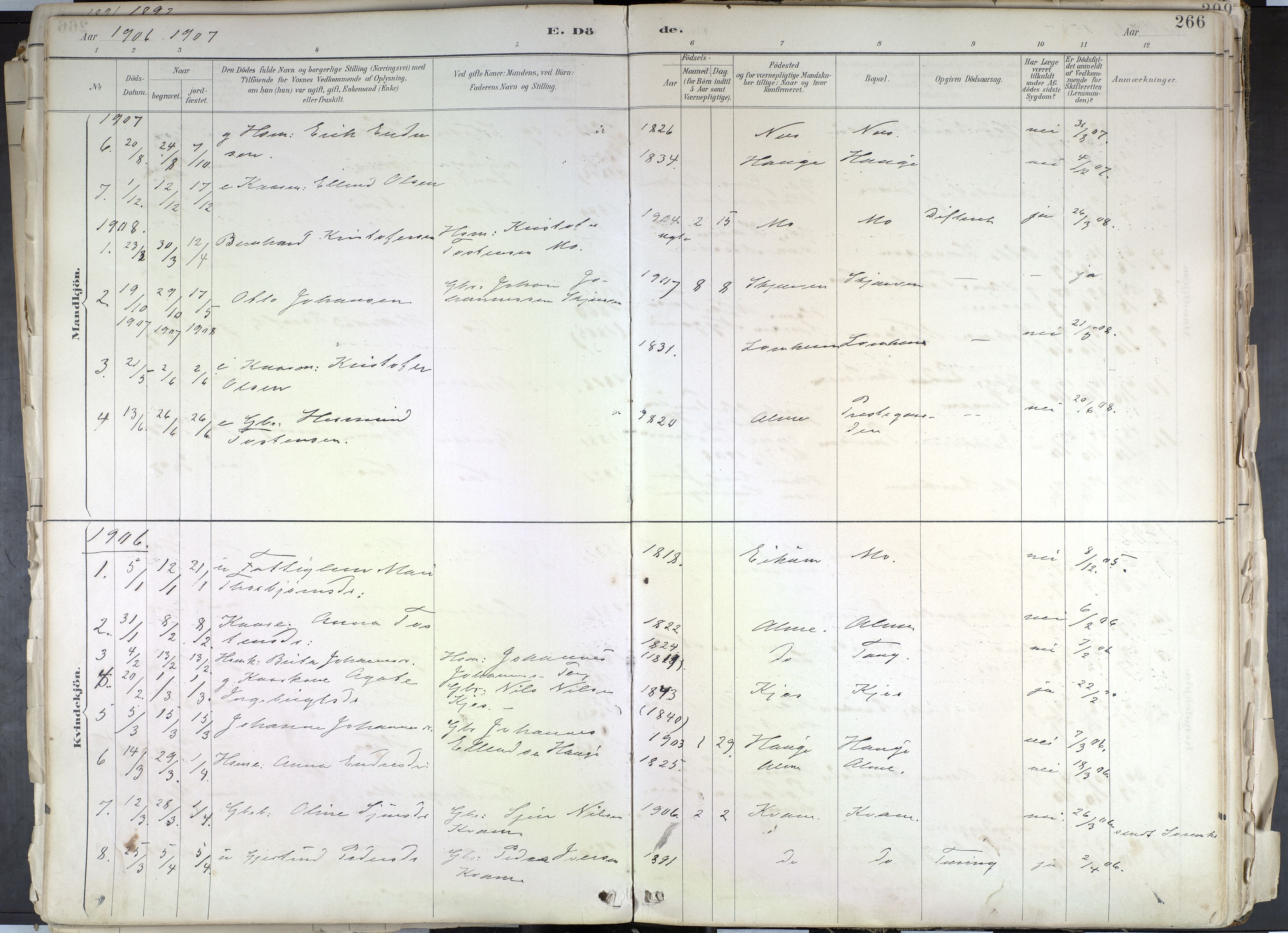 Hafslo sokneprestembete, SAB/A-80301/H/Haa/Haab/L0001: Parish register (official) no. B 1, 1886-1945, p. 266
