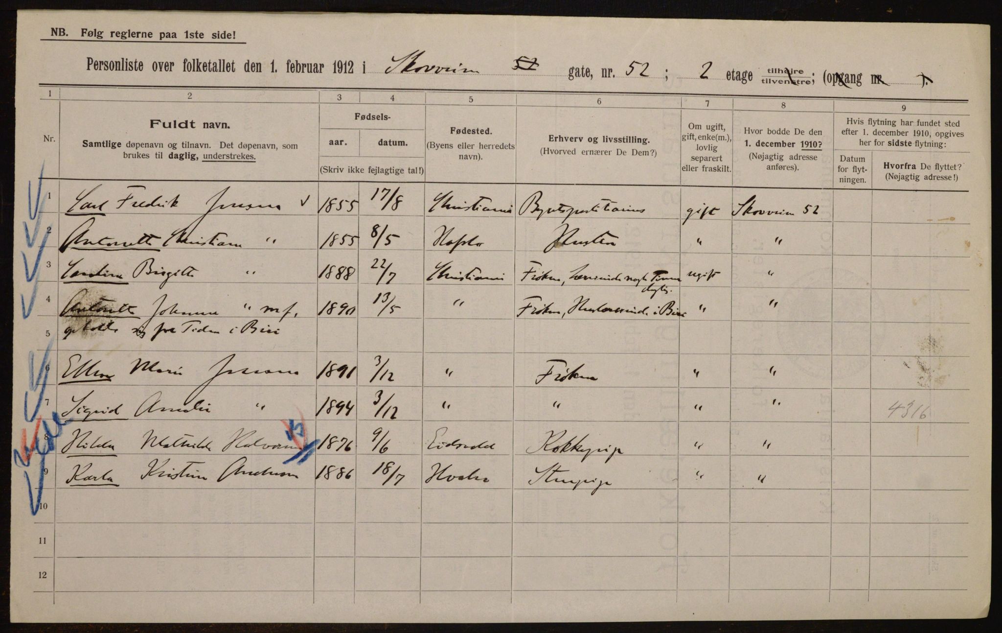 OBA, Municipal Census 1912 for Kristiania, 1912, p. 97204