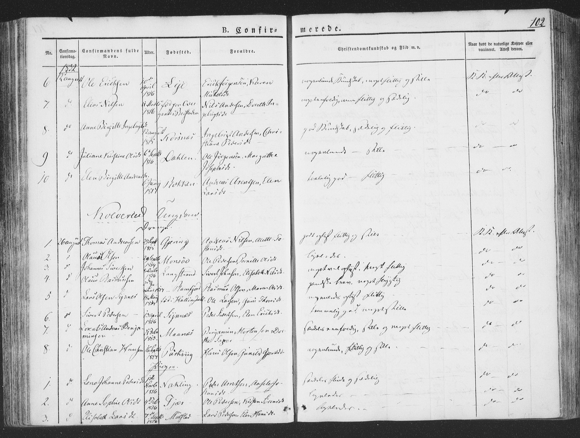 Ministerialprotokoller, klokkerbøker og fødselsregistre - Nord-Trøndelag, AV/SAT-A-1458/780/L0639: Parish register (official) no. 780A04, 1830-1844, p. 102