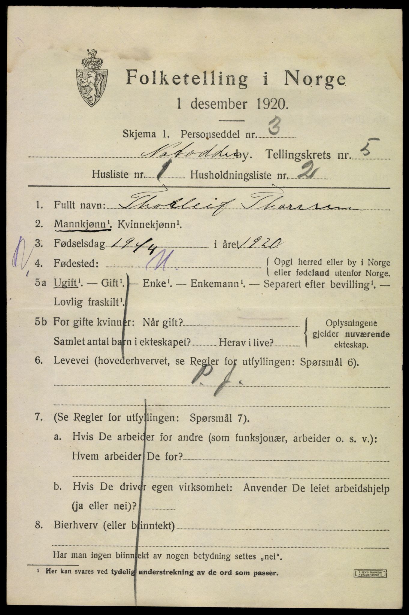 SAKO, 1920 census for Notodden, 1920, p. 11526