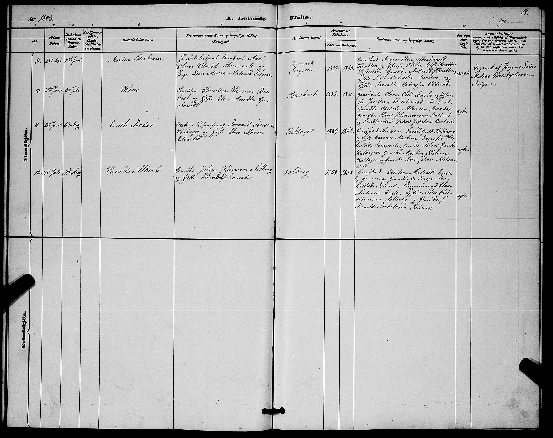 Botne kirkebøker, SAKO/A-340/G/Gb/L0003: Parish register (copy) no. II 3, 1887-1899, p. 18