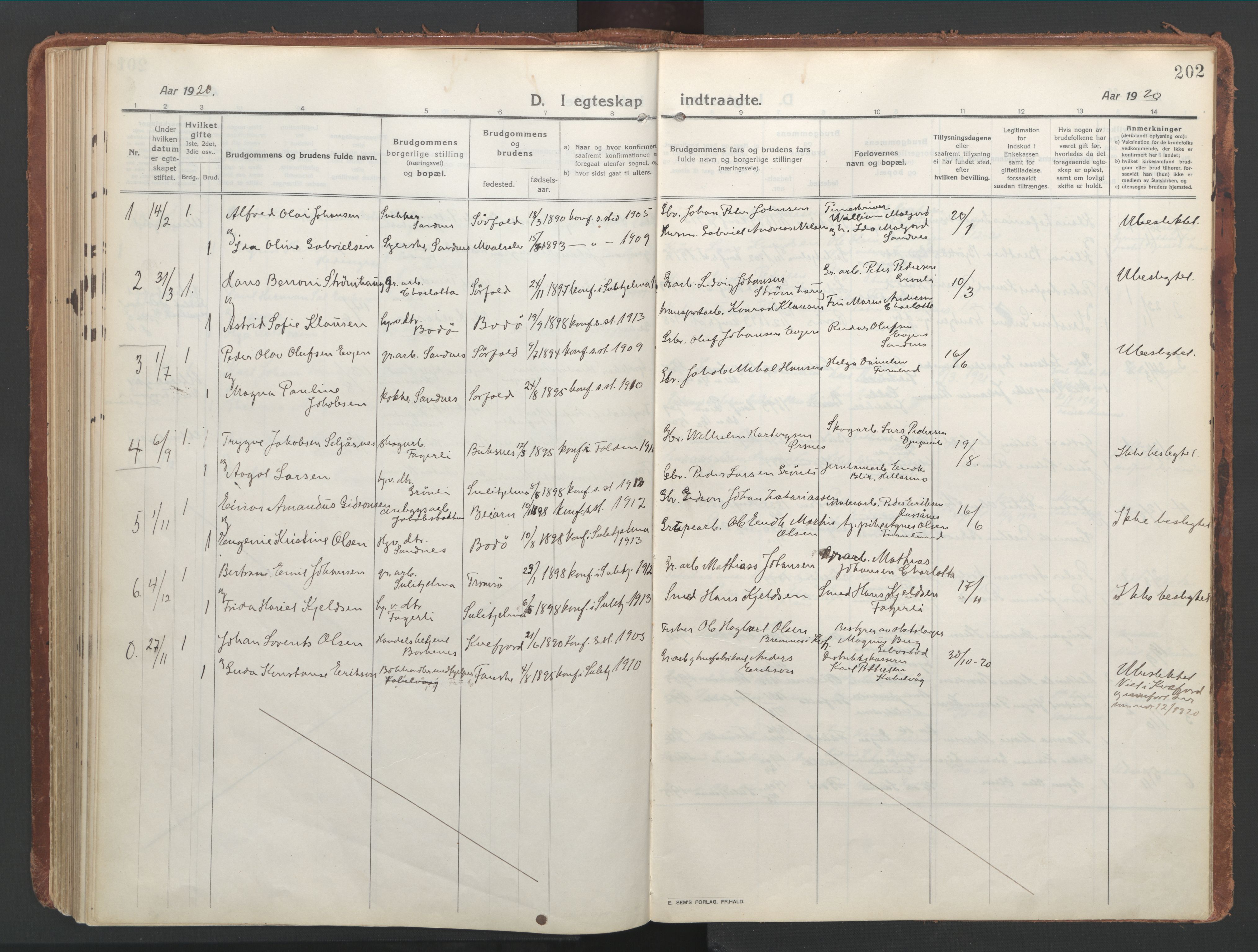 Ministerialprotokoller, klokkerbøker og fødselsregistre - Nordland, SAT/A-1459/850/L0715: Curate's parish register no. 850B05, 1913-1924, p. 202