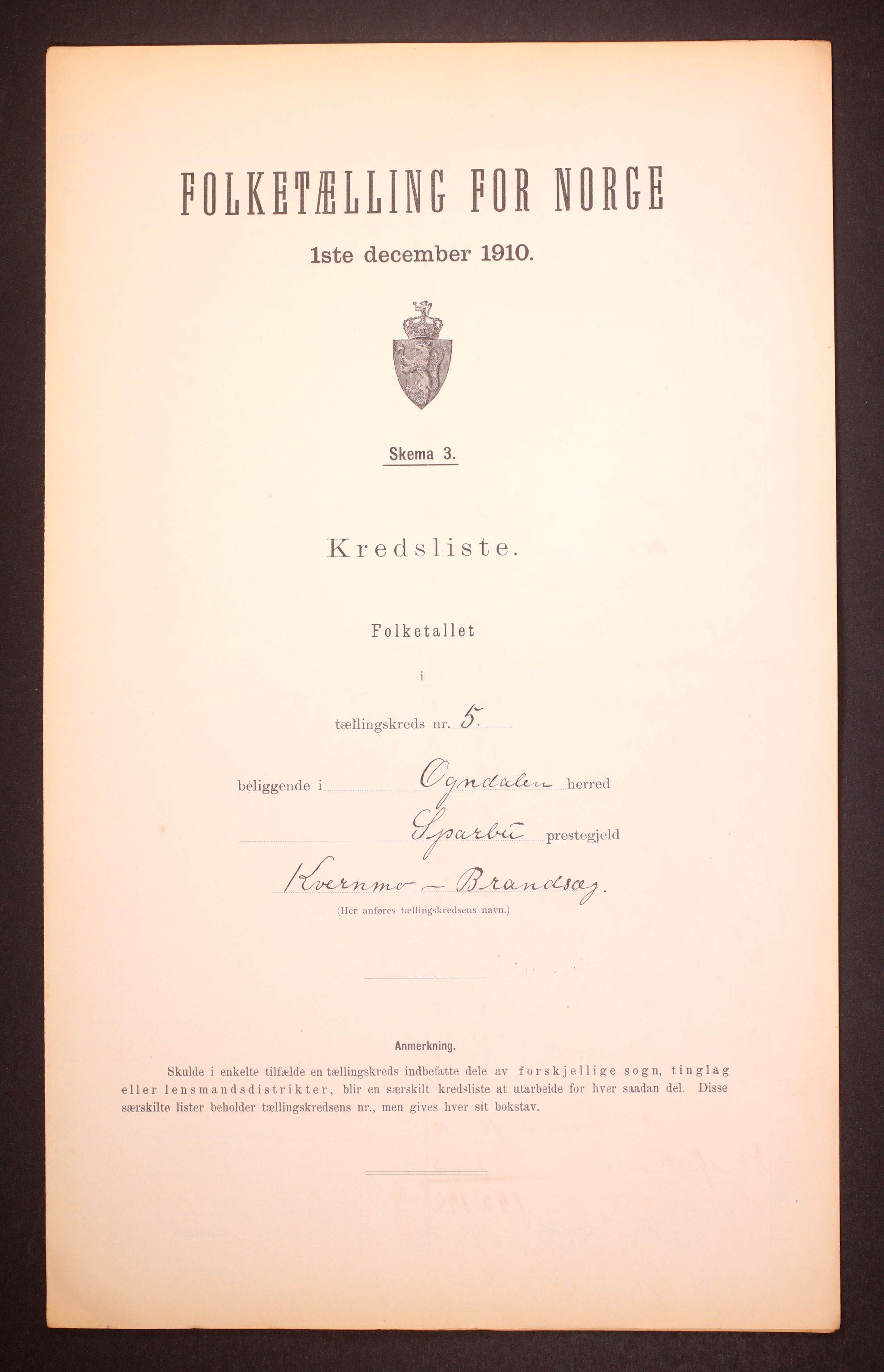 RA, 1910 census for Ogndal, 1910, p. 16