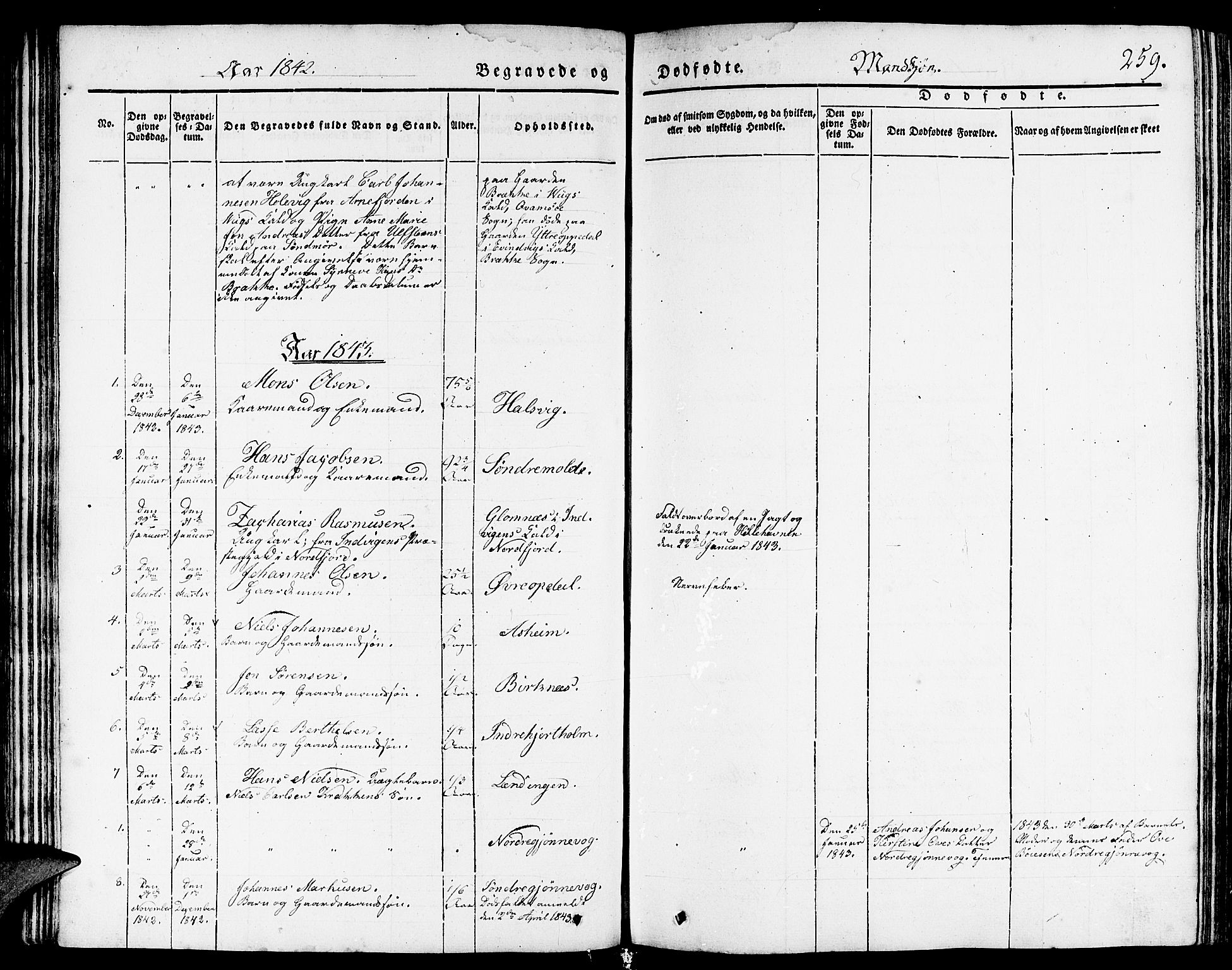 Gulen sokneprestembete, SAB/A-80201/H/Haa/Haaa/L0020: Parish register (official) no. A 20, 1837-1847, p. 259