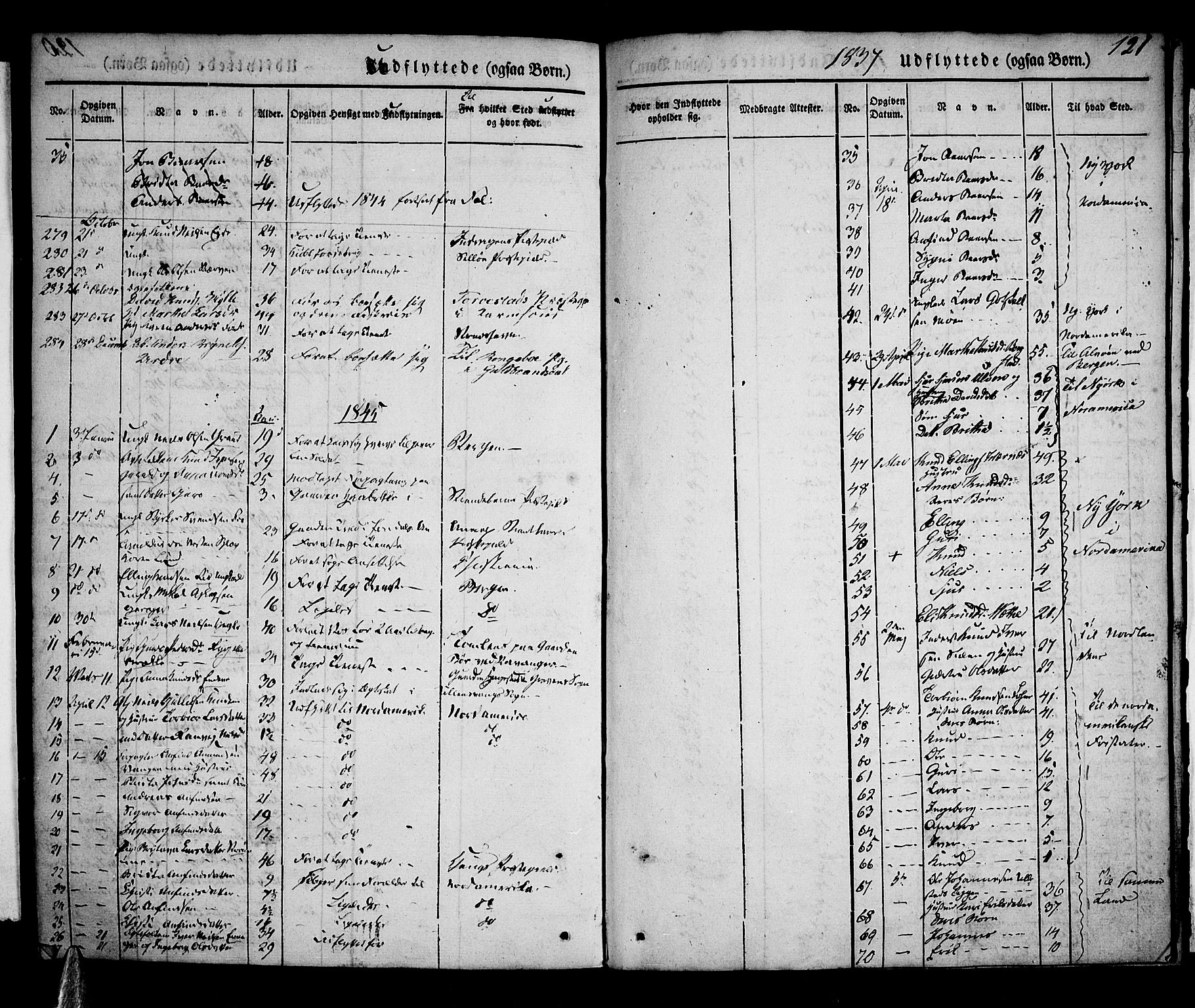 Voss sokneprestembete, AV/SAB-A-79001/H/Haa: Parish register (official) no. A 14, 1837-1847, p. 121