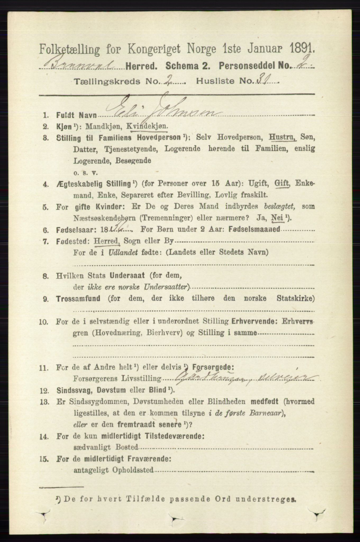 RA, 1891 census for 0422 Brandval, 1891, p. 982