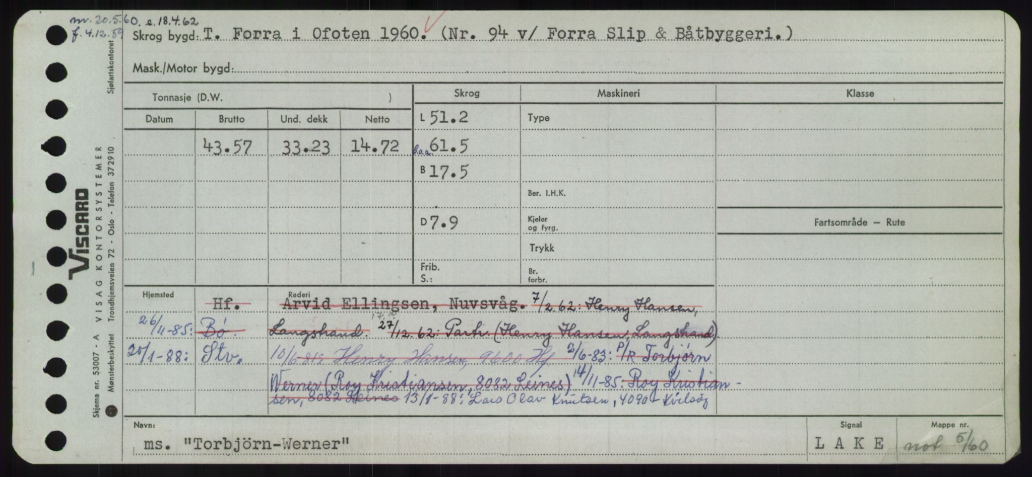 Sjøfartsdirektoratet med forløpere, Skipsmålingen, RA/S-1627/H/Hd/L0039: Fartøy, Ti-Tø, p. 261