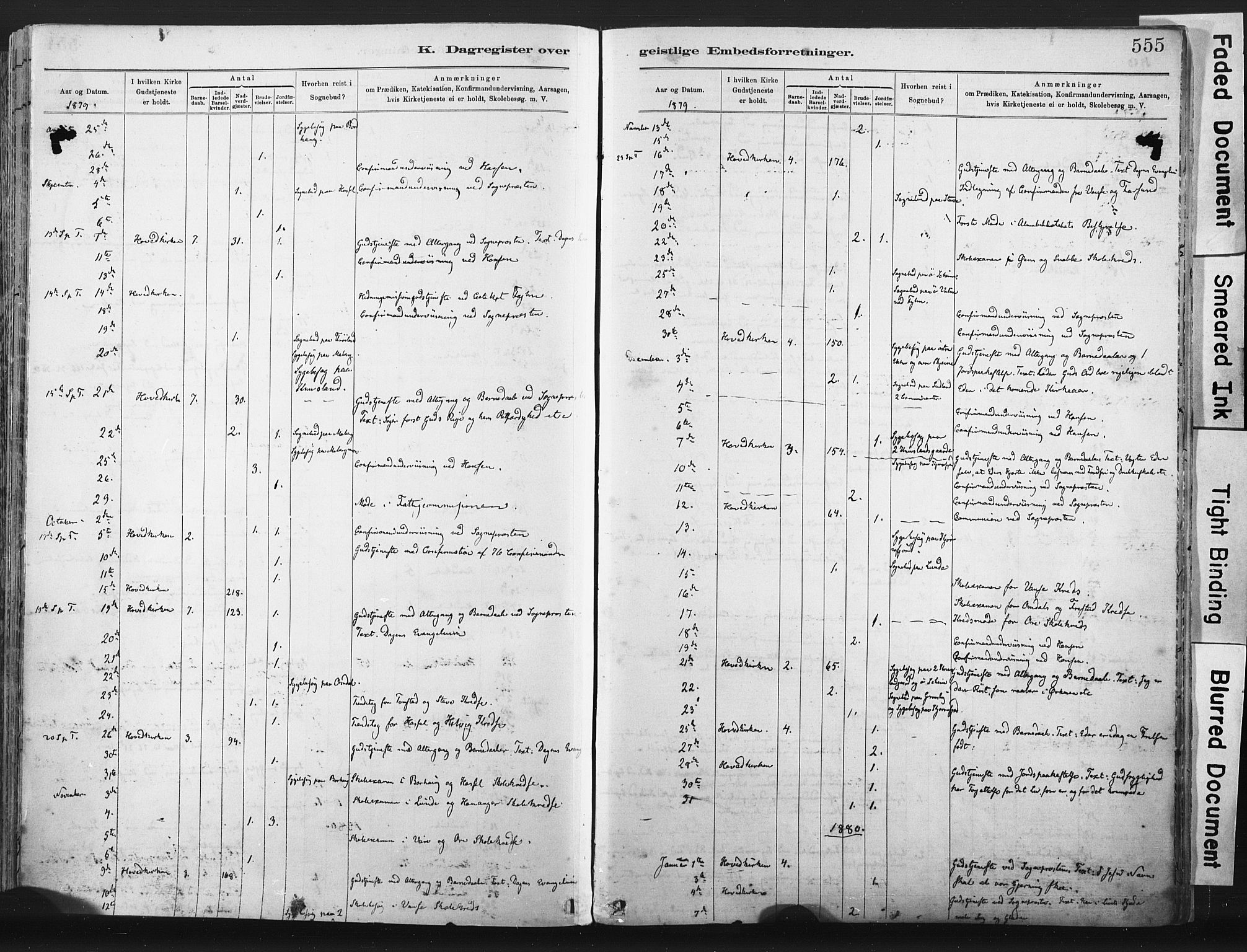 Lista sokneprestkontor, AV/SAK-1111-0027/F/Fa/L0012: Parish register (official) no. A 12, 1879-1903, p. 555