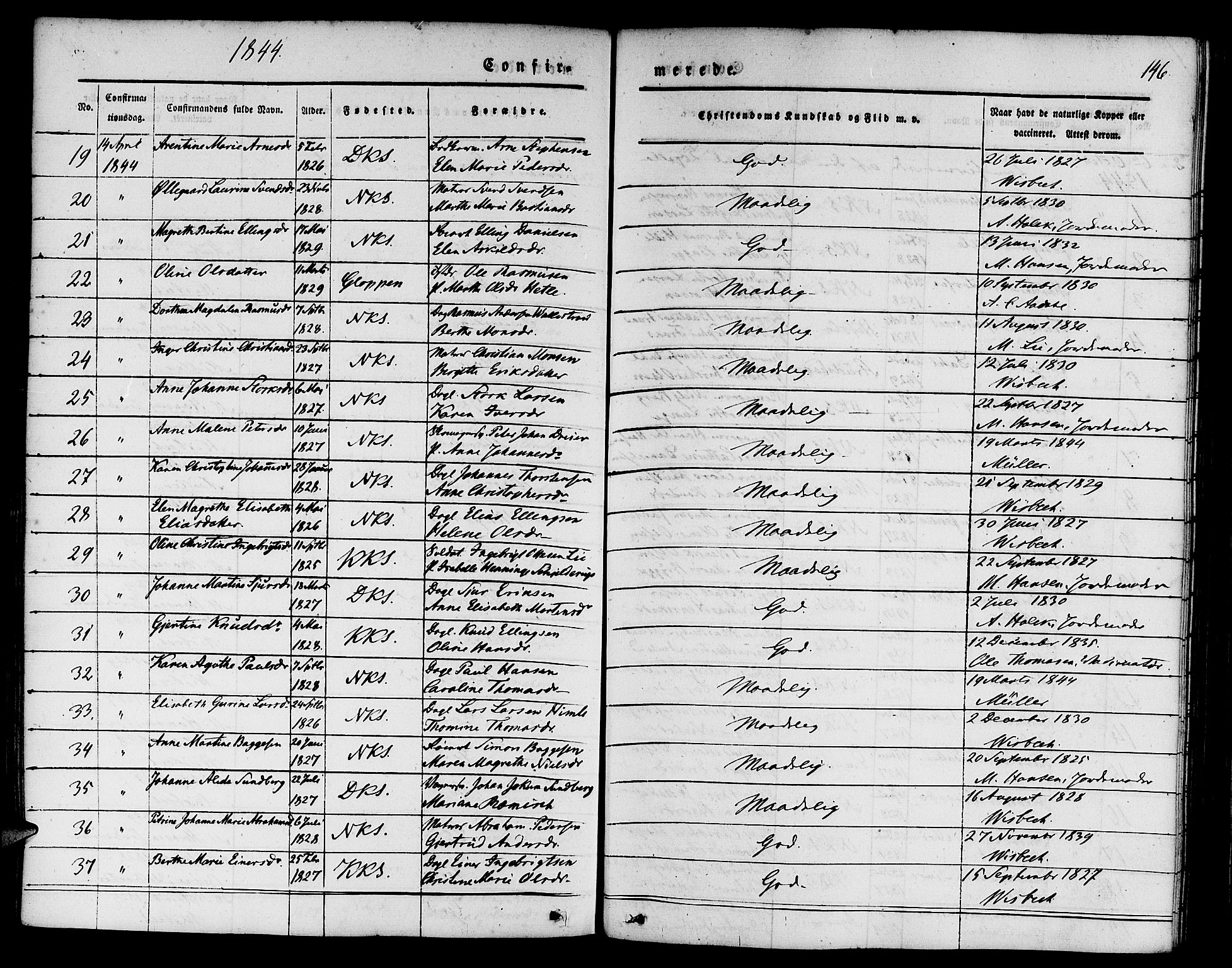Nykirken Sokneprestembete, SAB/A-77101/H/Hab: Parish register (copy) no. C 1, 1844-1871, p. 146
