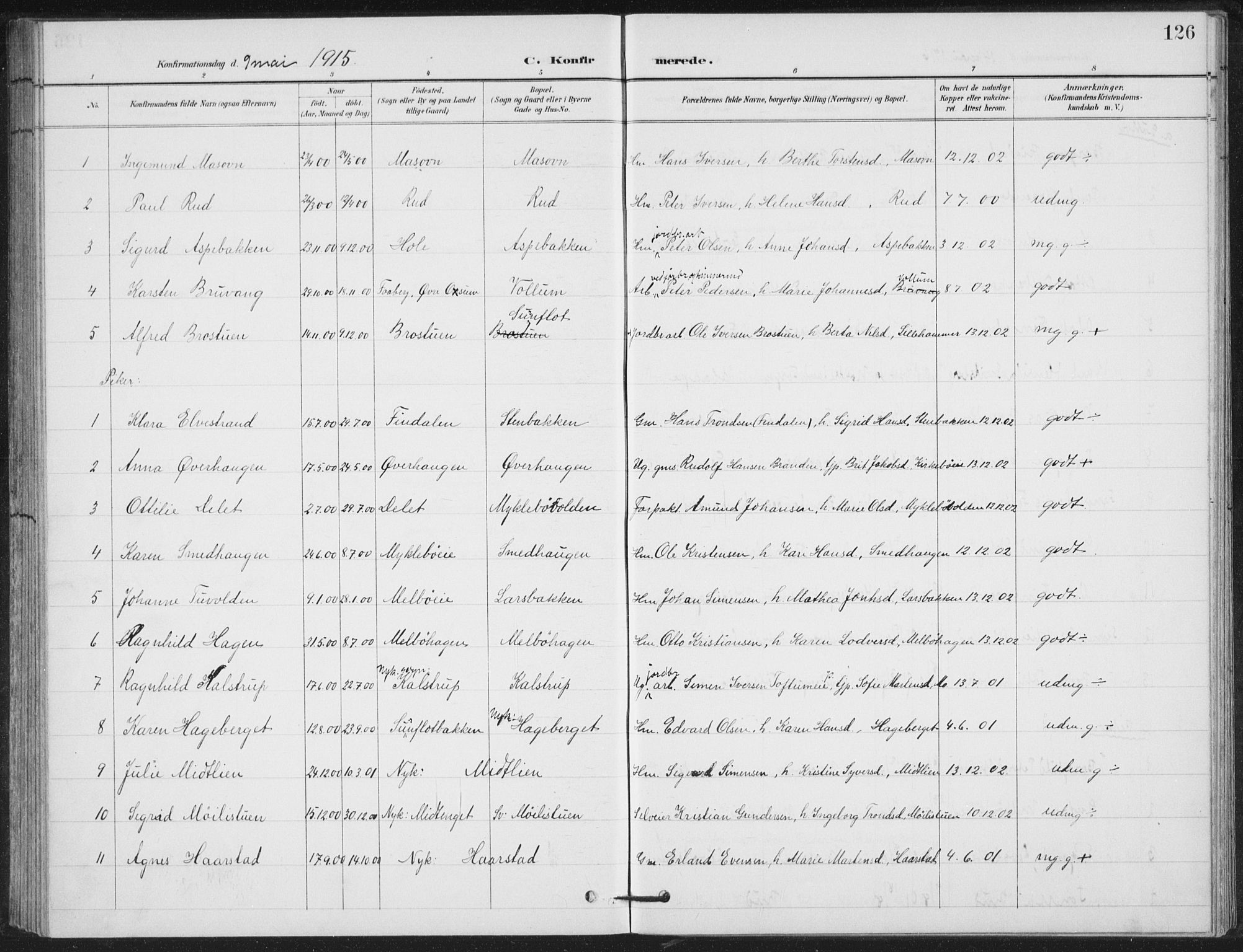 Vestre Gausdal prestekontor, AV/SAH-PREST-094/H/Ha/Hab/L0004: Parish register (copy) no. 4, 1898-1939, p. 126