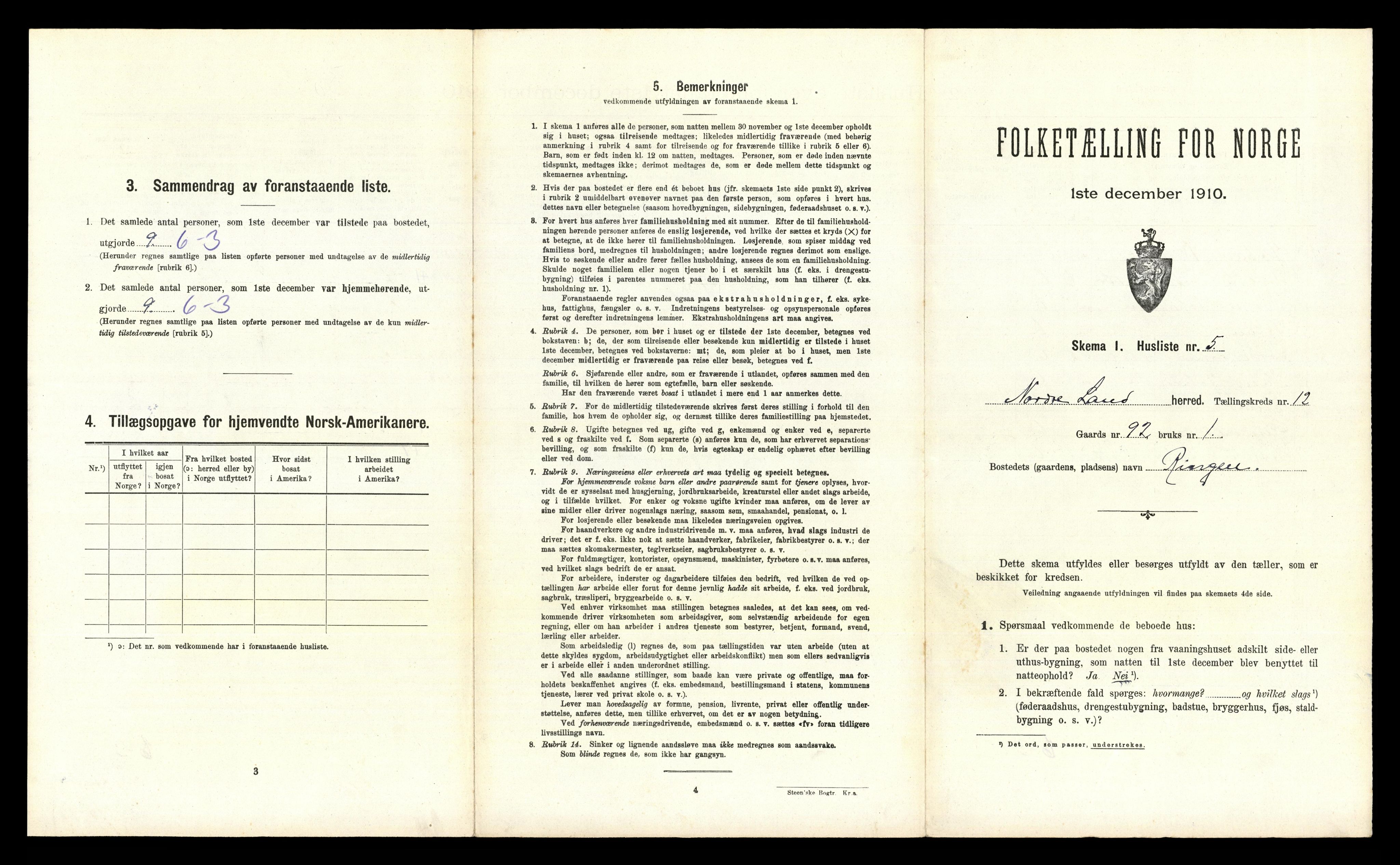 RA, 1910 census for Nordre Land, 1910, p. 1251