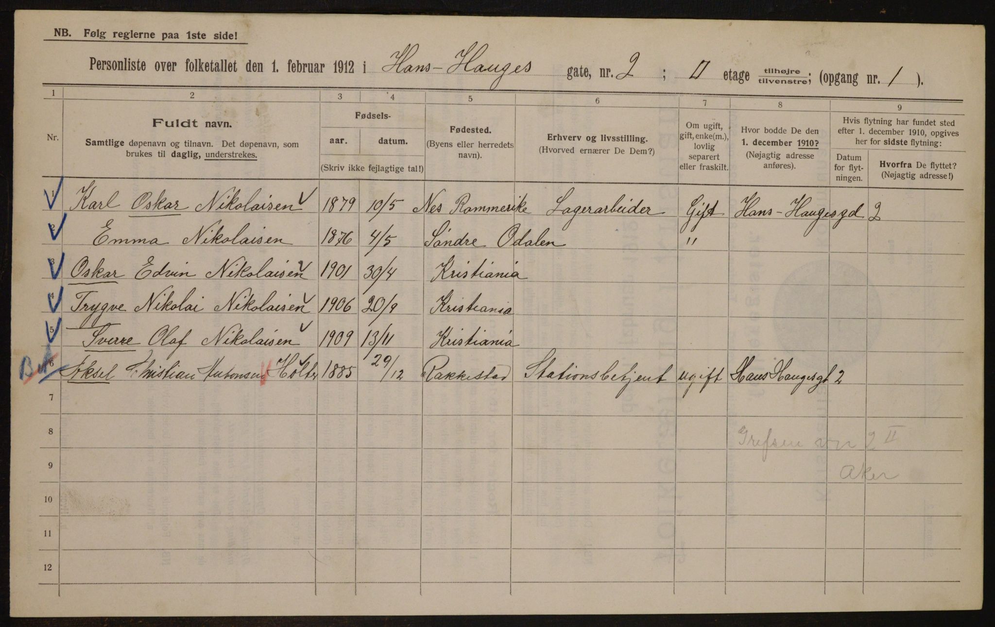 OBA, Municipal Census 1912 for Kristiania, 1912, p. 34690