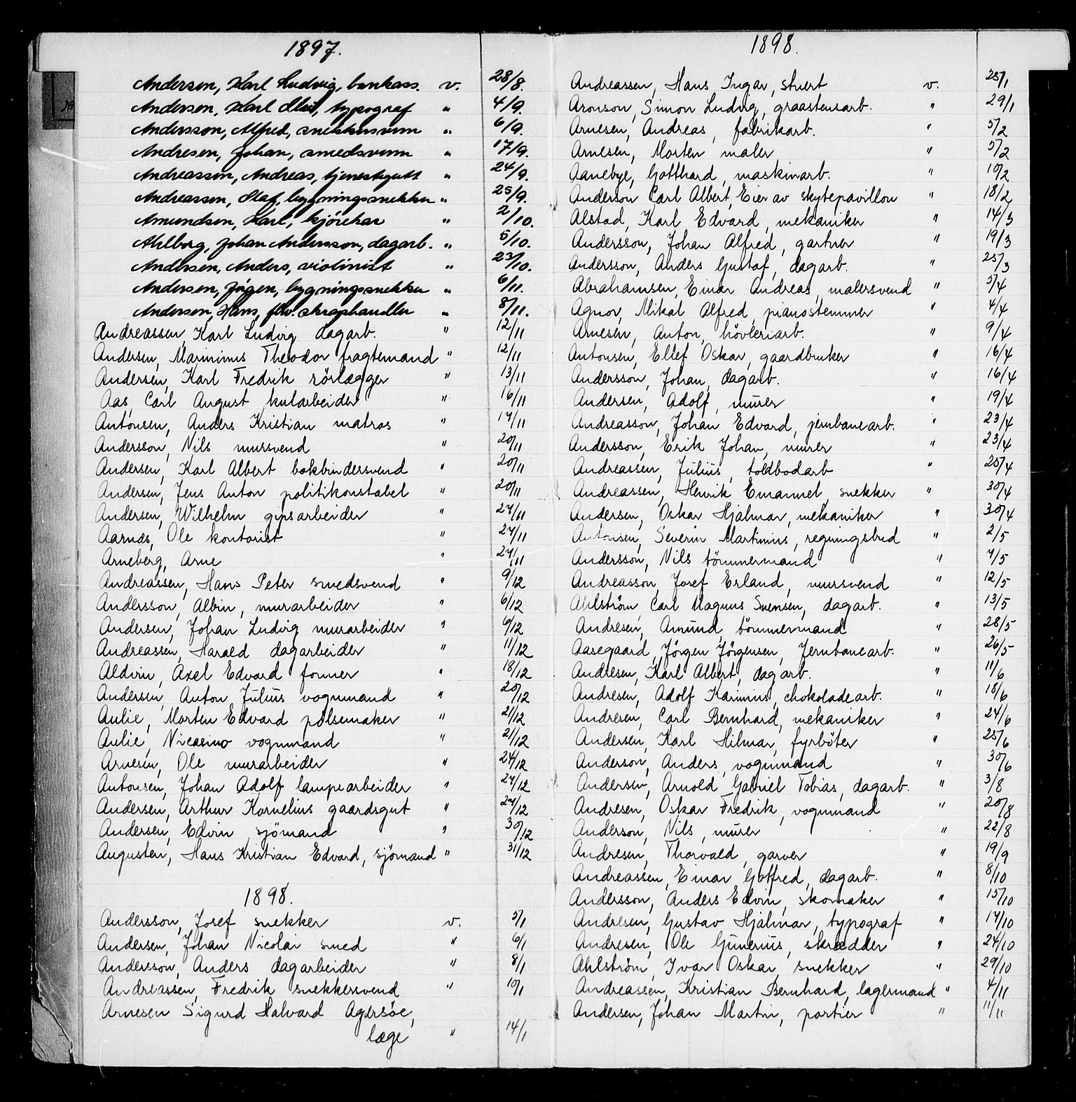 Oslo byfogd avd. I, AV/SAO-A-10220/L/La/L0001: Register - Vigsler og testamenter, 1886-1910, p. 7
