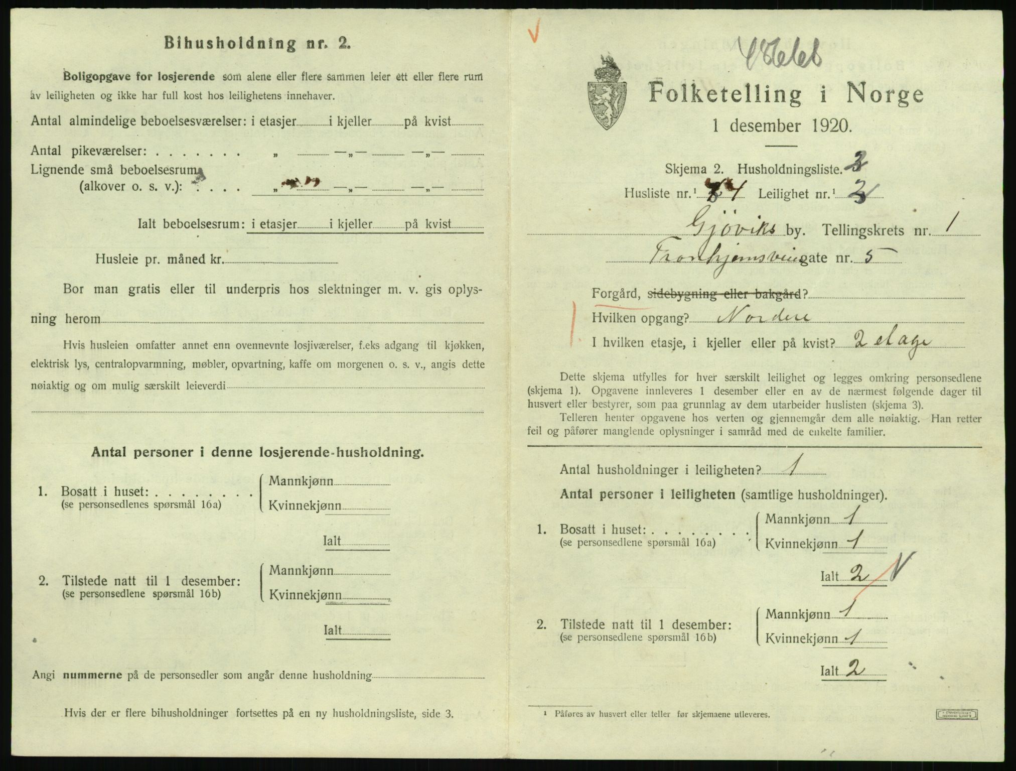 SAH, 1920 census for Gjøvik, 1920, p. 978