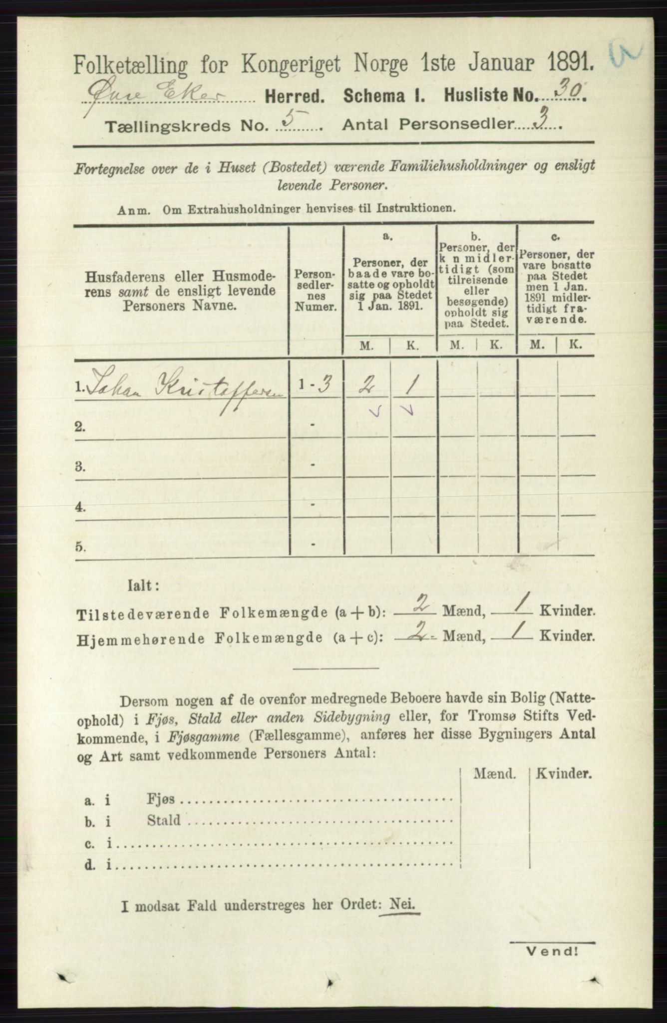 RA, 1891 census for 0624 Øvre Eiker, 1891, p. 1804