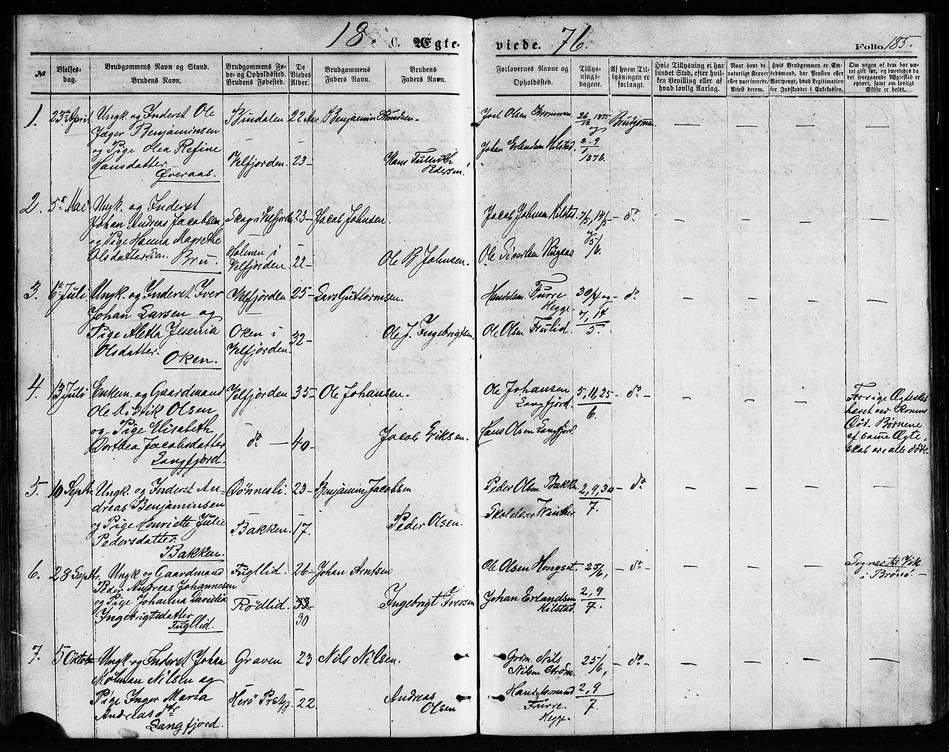 Ministerialprotokoller, klokkerbøker og fødselsregistre - Nordland, AV/SAT-A-1459/814/L0225: Parish register (official) no. 814A06, 1875-1885, p. 185