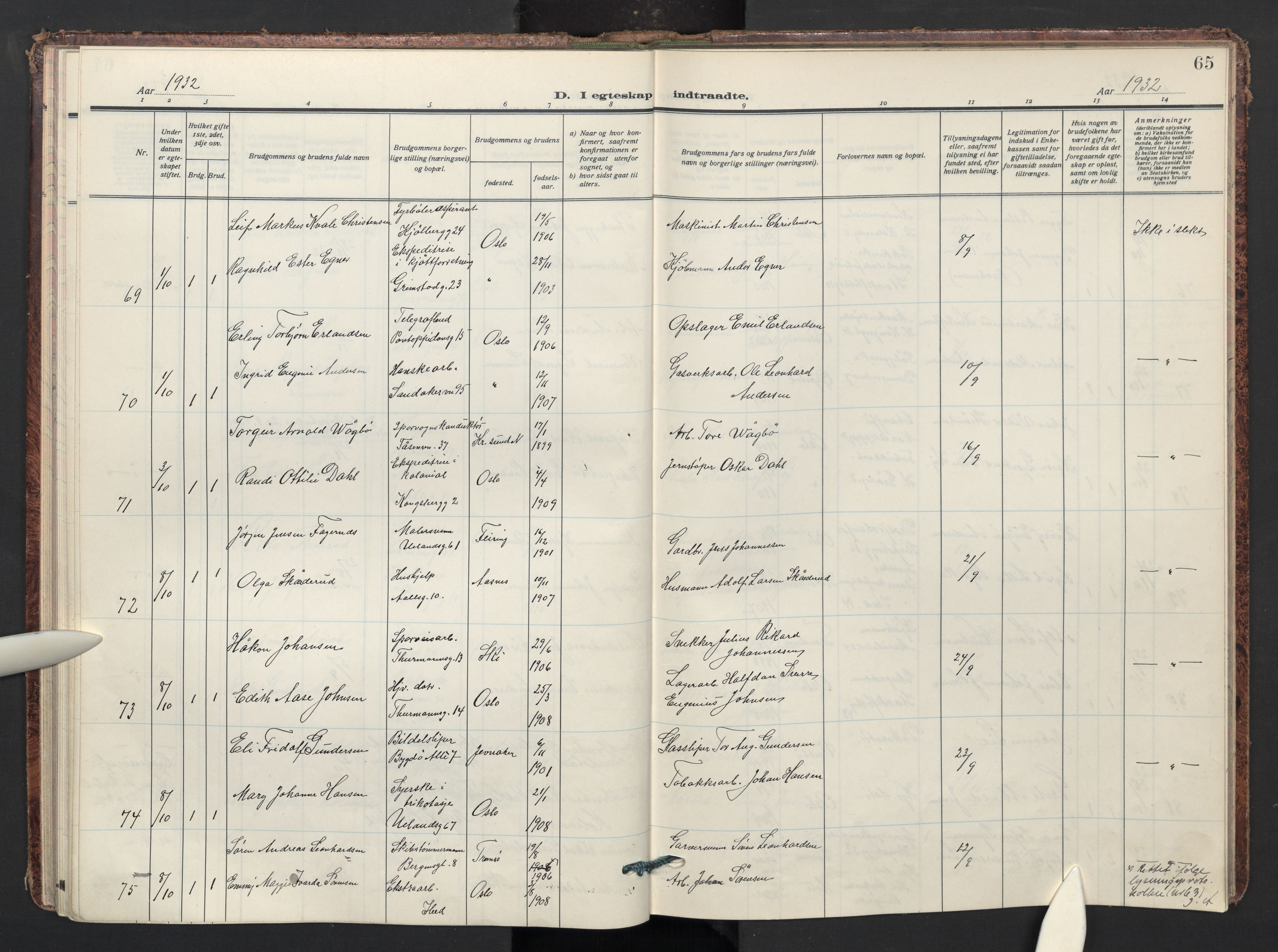 Sagene prestekontor Kirkebøker, AV/SAO-A-10796/F/L0016: Parish register (official) no. 16, 1929-1935, p. 65