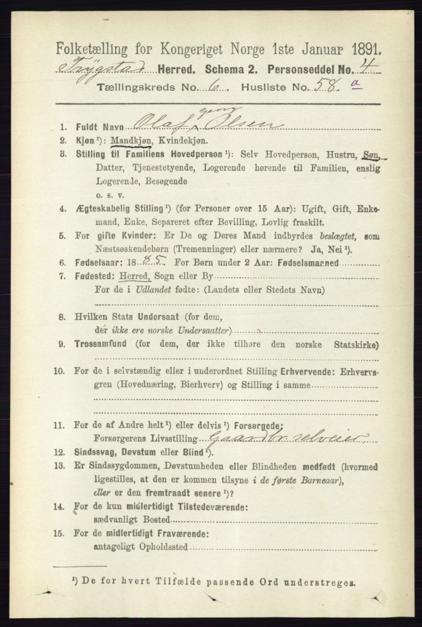 RA, 1891 Census for 0122 Trøgstad, 1891, p. 2828