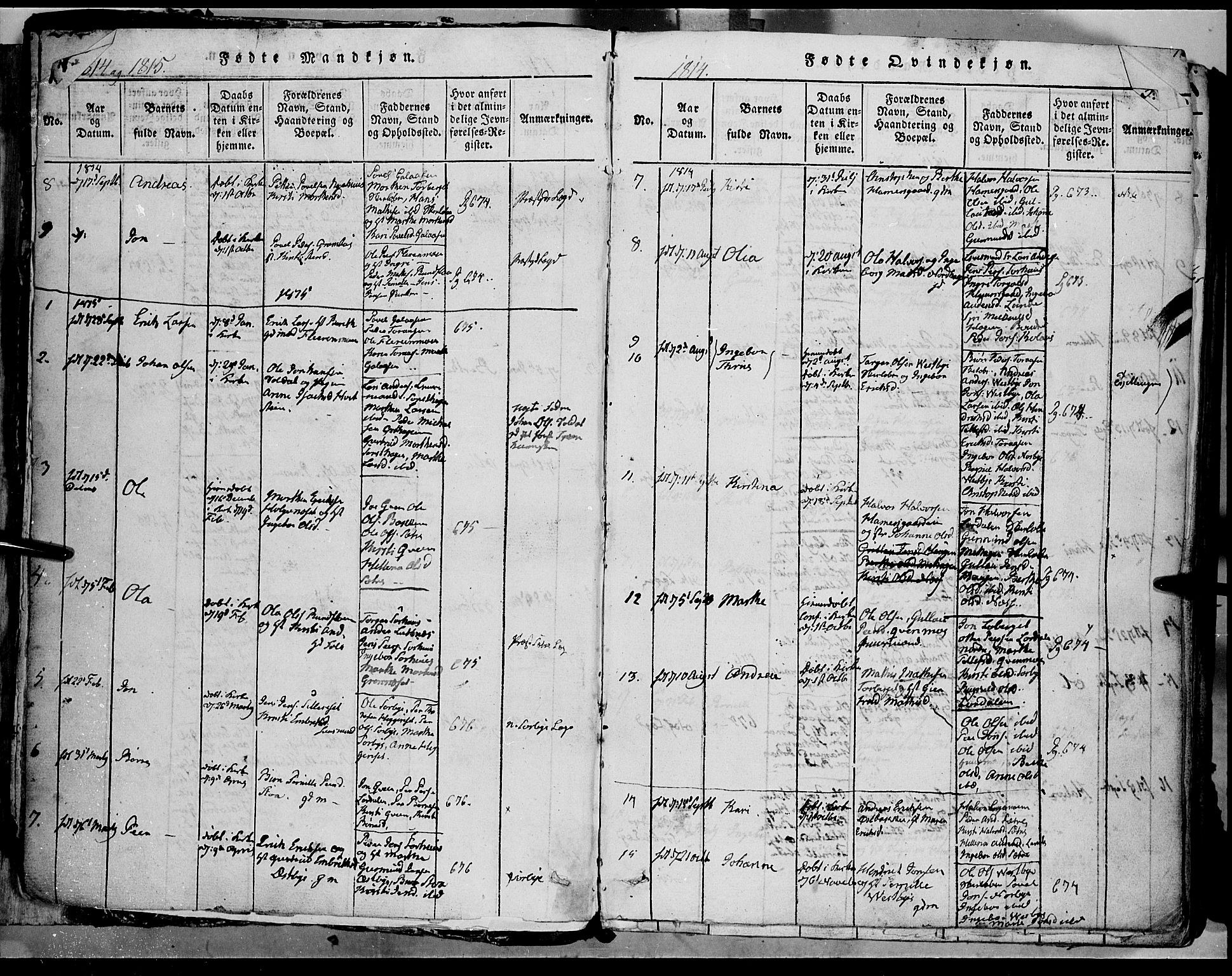 Trysil prestekontor, SAH/PREST-046/H/Ha/Haa/L0003: Parish register (official) no. 3 /1, 1814-1841, p. 4-5