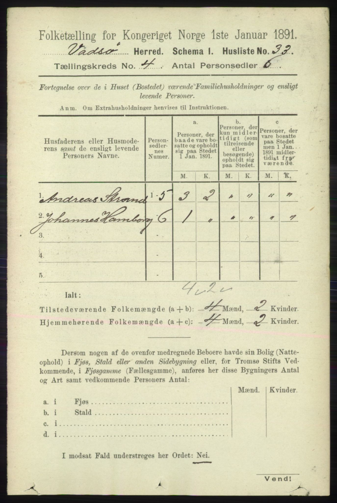 RA, 1891 census for 2029 Vadsø, 1891, p. 1176