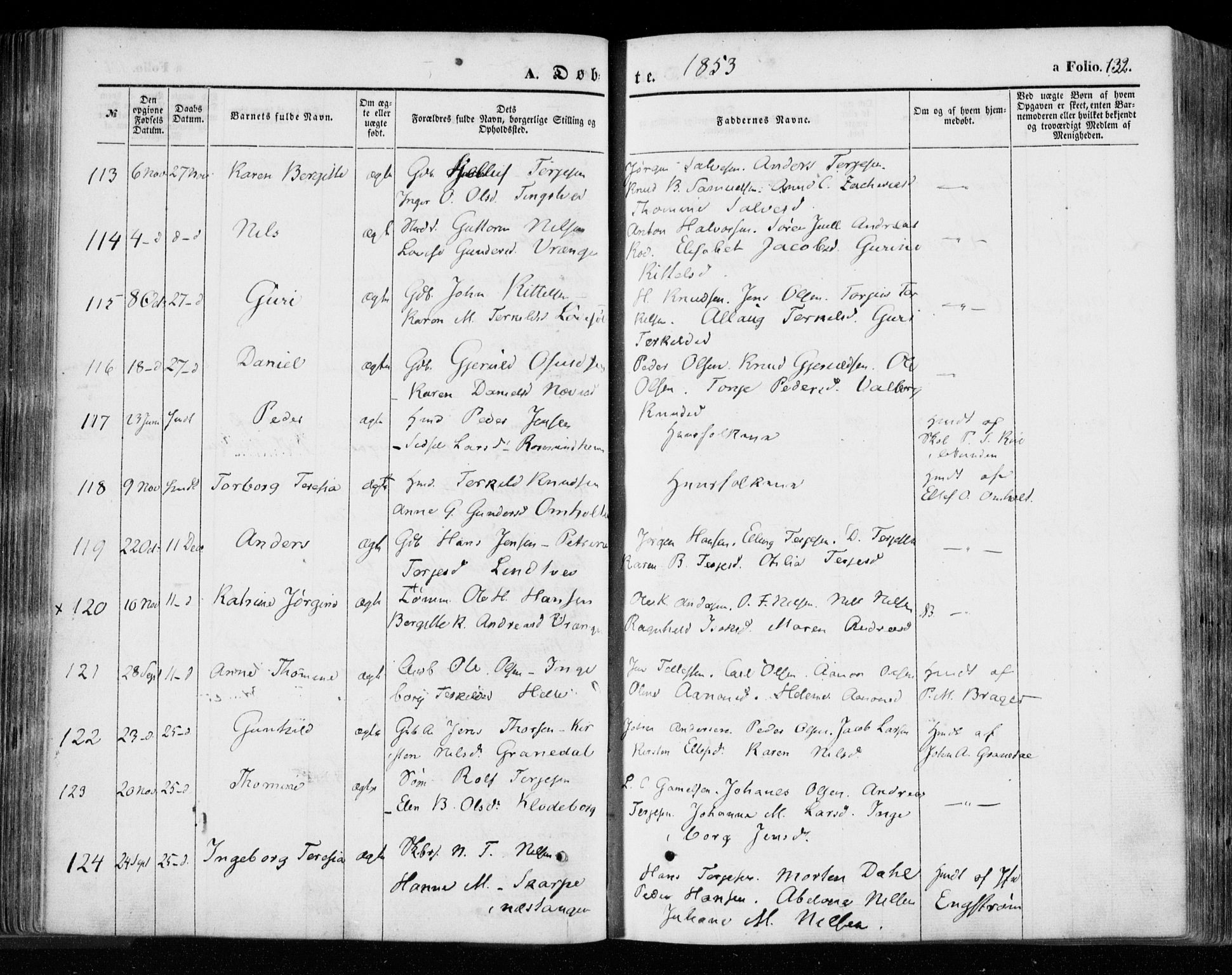 Øyestad sokneprestkontor, AV/SAK-1111-0049/F/Fa/L0014: Parish register (official) no. A 14, 1843-1856, p. 132